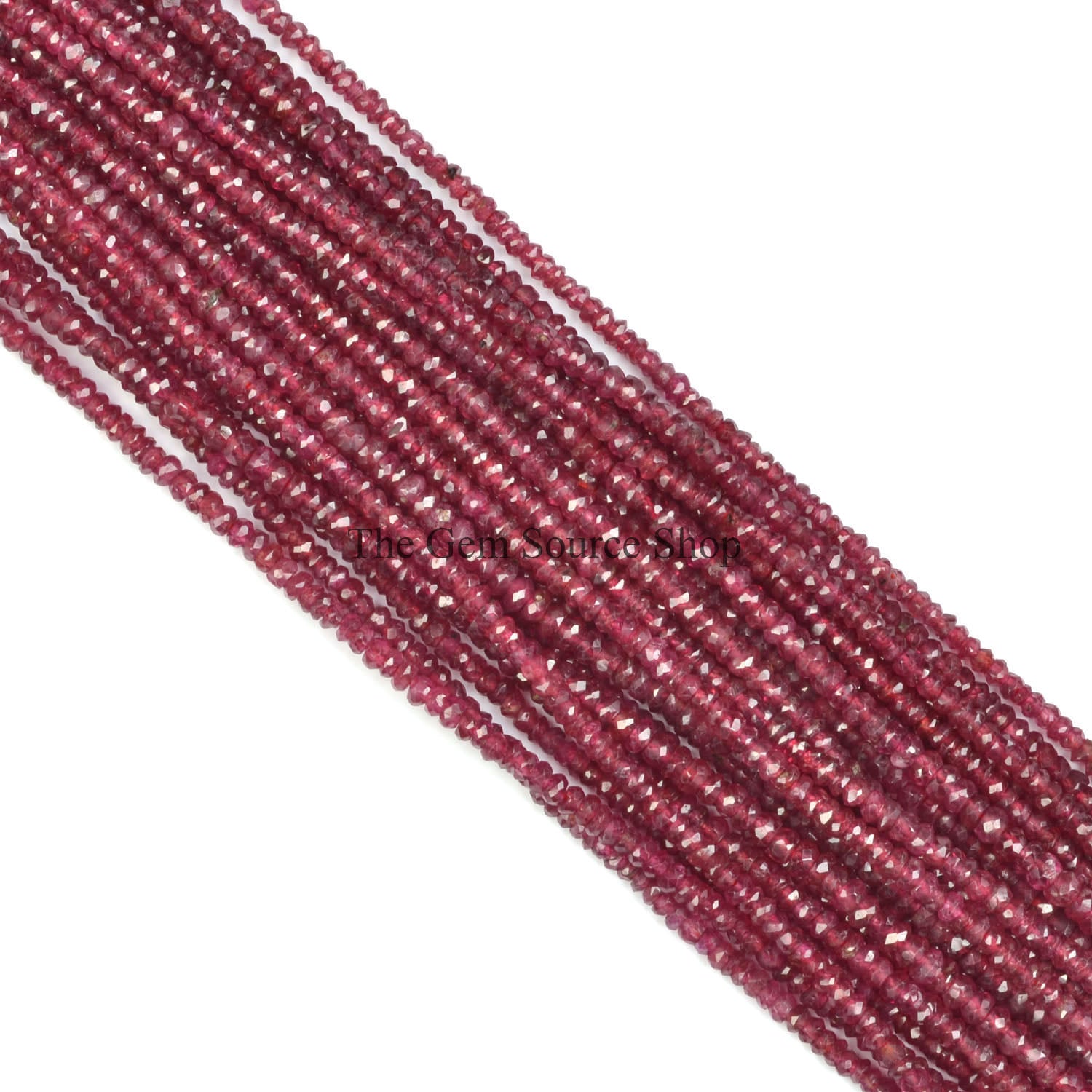 Ruby Faceted Rondelle Gemstone Beads