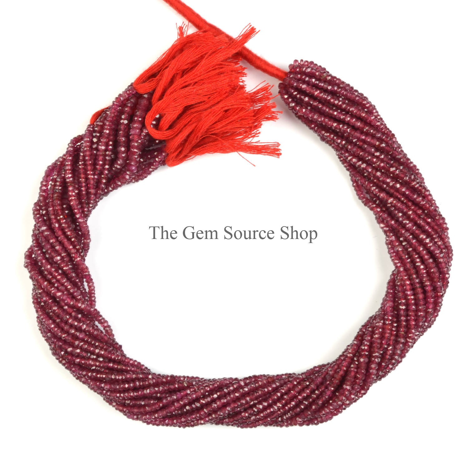 Ruby Faceted Rondelle Gemstone Beads
