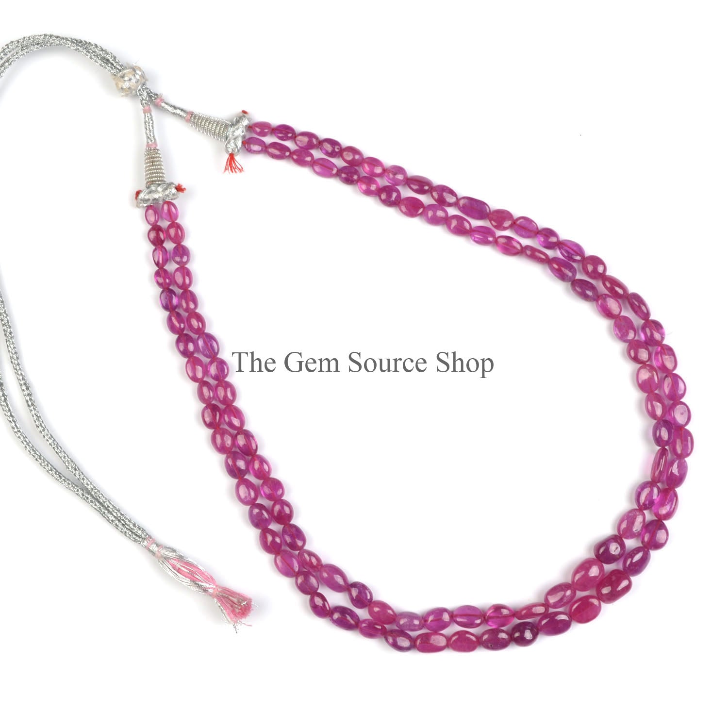Pink Sapphire Smooth Nugget Shape Gemstone Necklace Jewelry