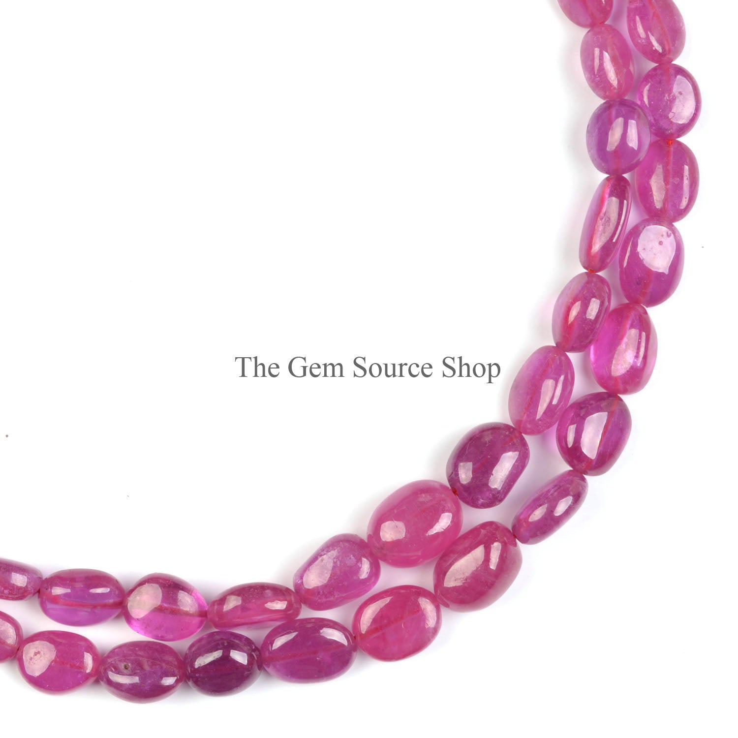 Pink Sapphire Smooth Nugget Shape Gemstone Necklace Jewelry