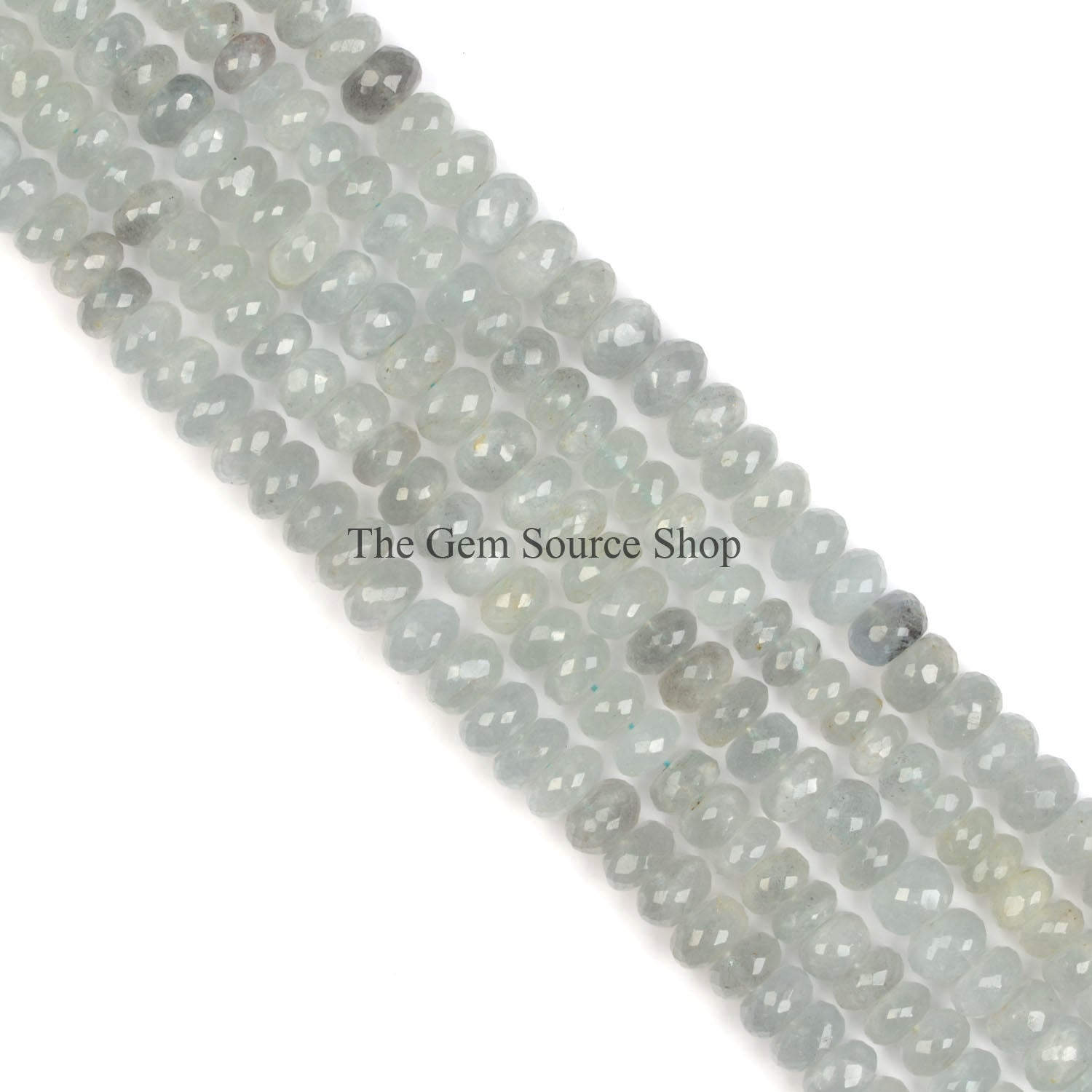 Moss Aquamarine Faceted Rondelle Shape Gemstone Beads