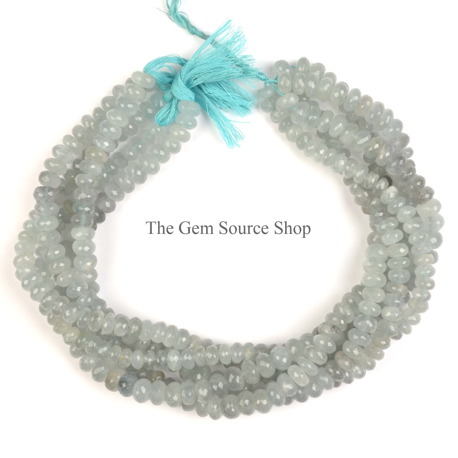 Moss Aquamarine Faceted Rondelle Shape Gemstone Beads
