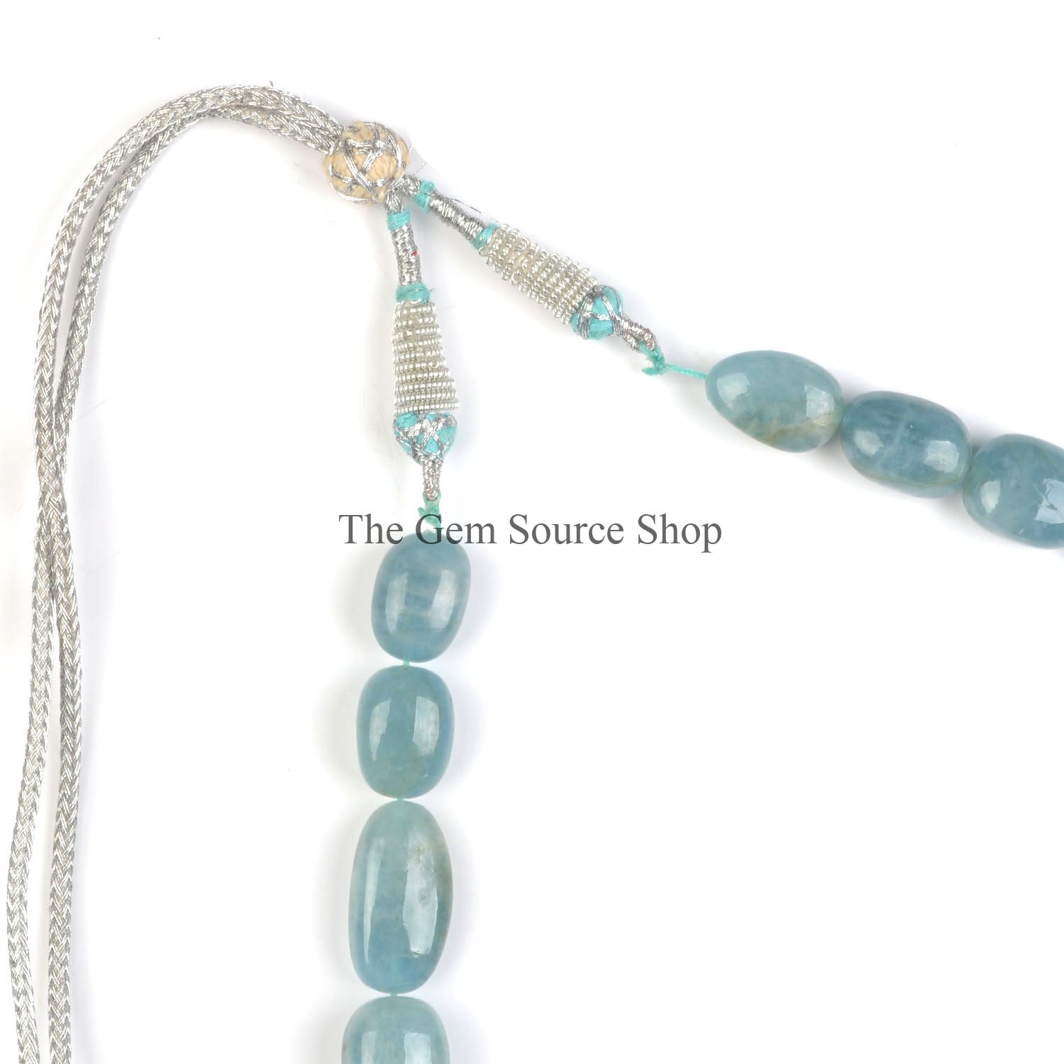 Wholesale Aquamarine Smooth Nugget Shape Gemstone Necklace 578cts/1line