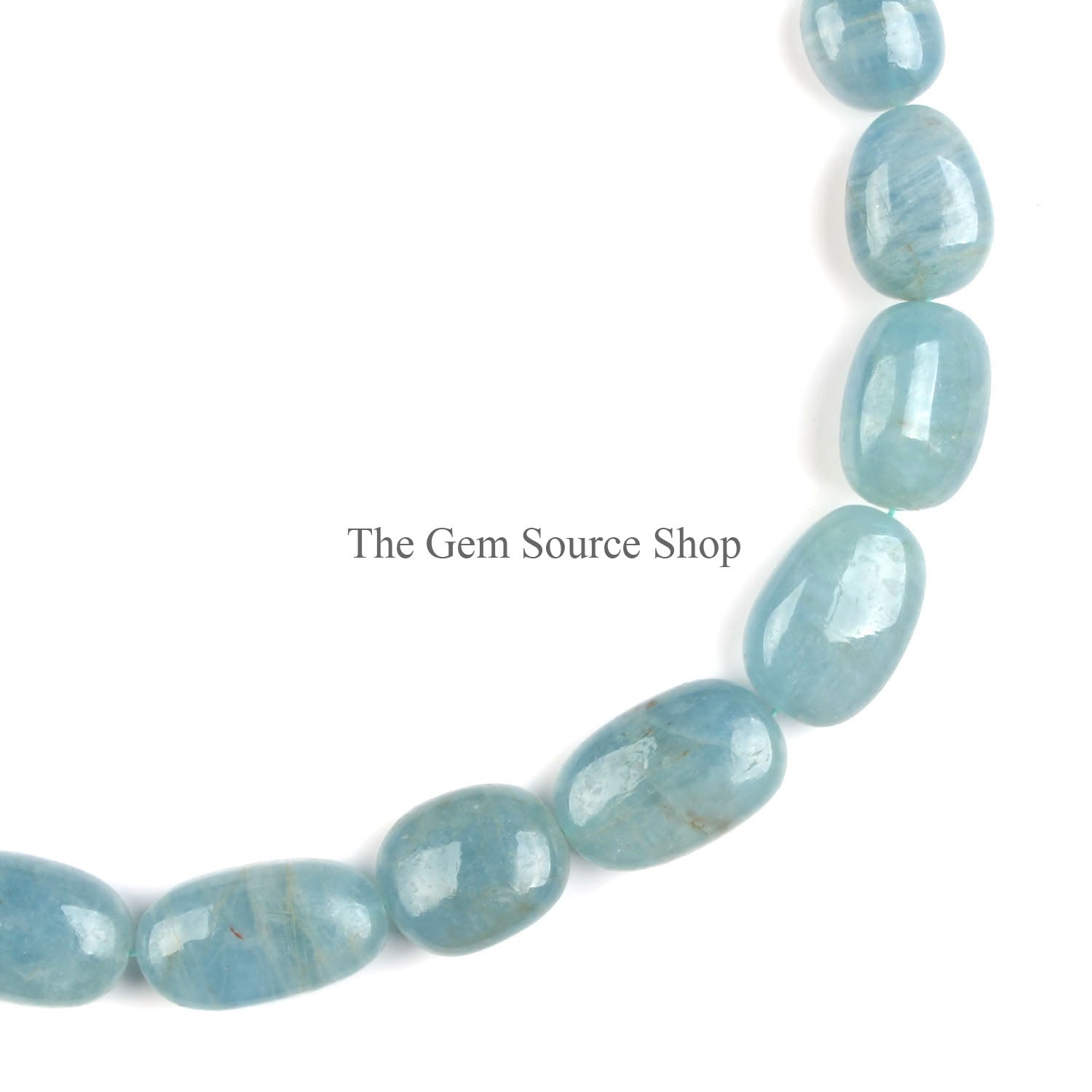 Wholesale Aquamarine Smooth Nugget Shape Gemstone Necklace 578cts/1line