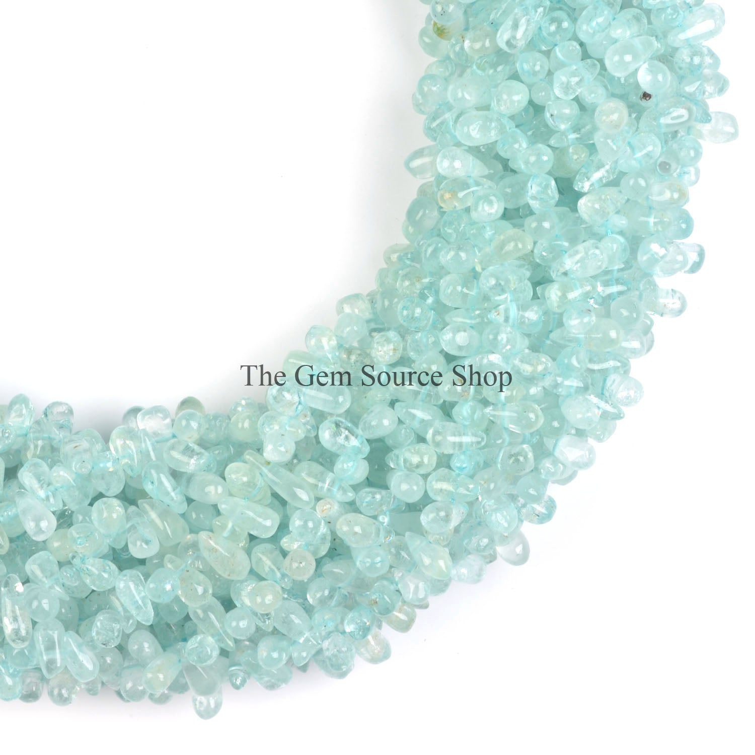 Aquamarine Smooth Plain Side Drill Drop Shape Gemstone Beads