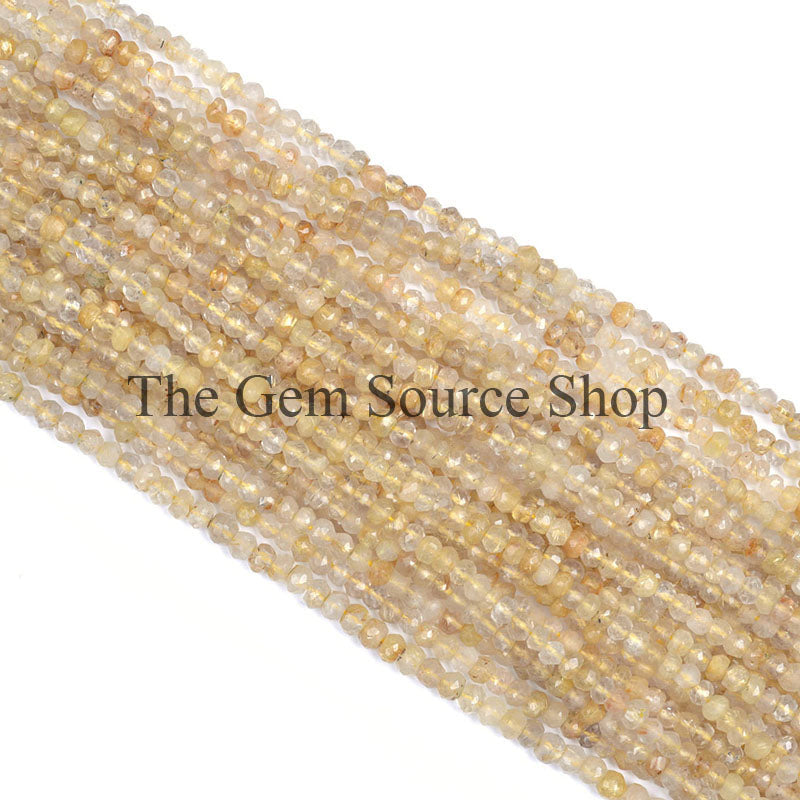 Golden Rutile Faceted Rondelle Beads, Gemstone Rondelle Beads, Loose Beads