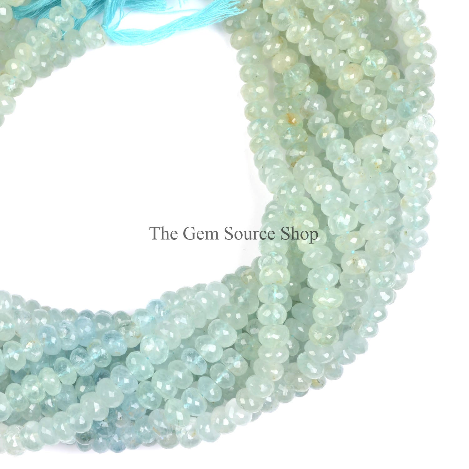 7-7.5mm Aquamarine Shaded Faceted rondelle Gemstone Beads