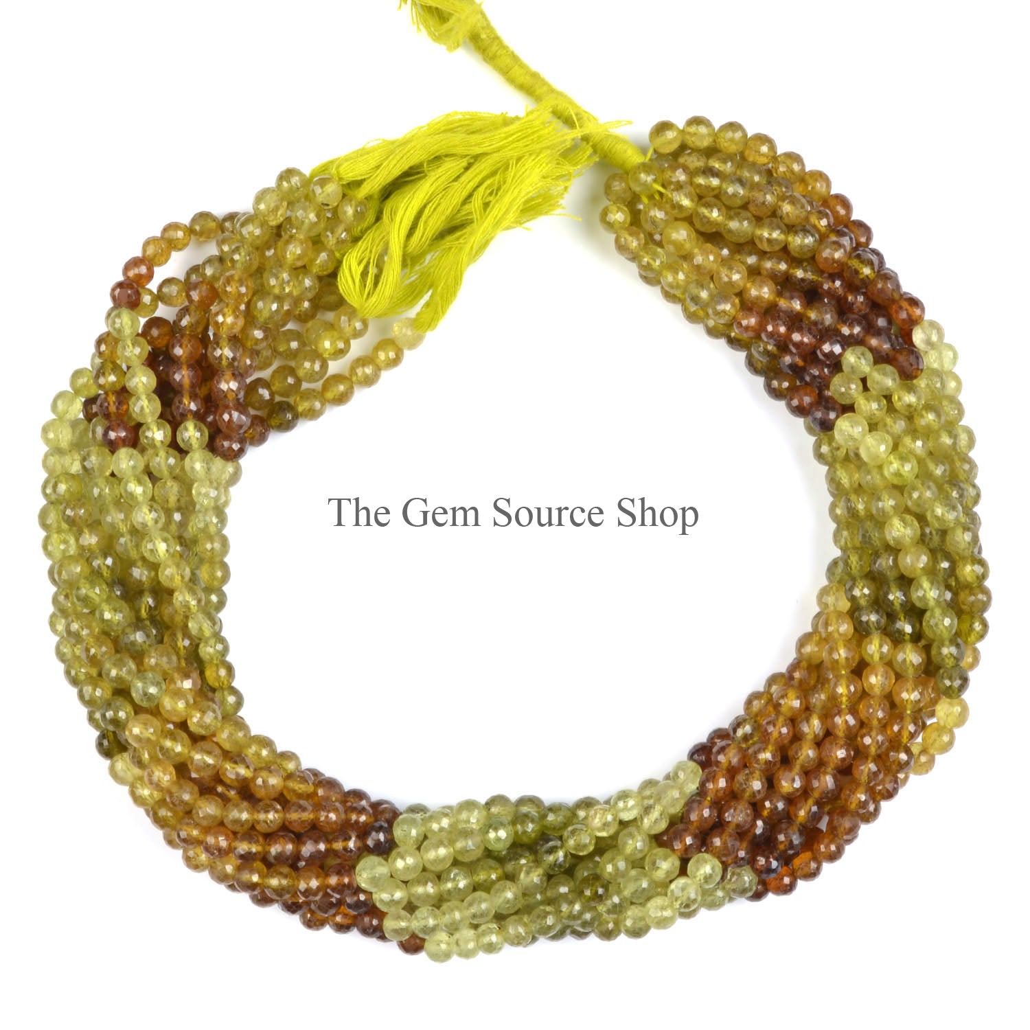 Grossular Garnet Faceted Round Gemstone Beads
