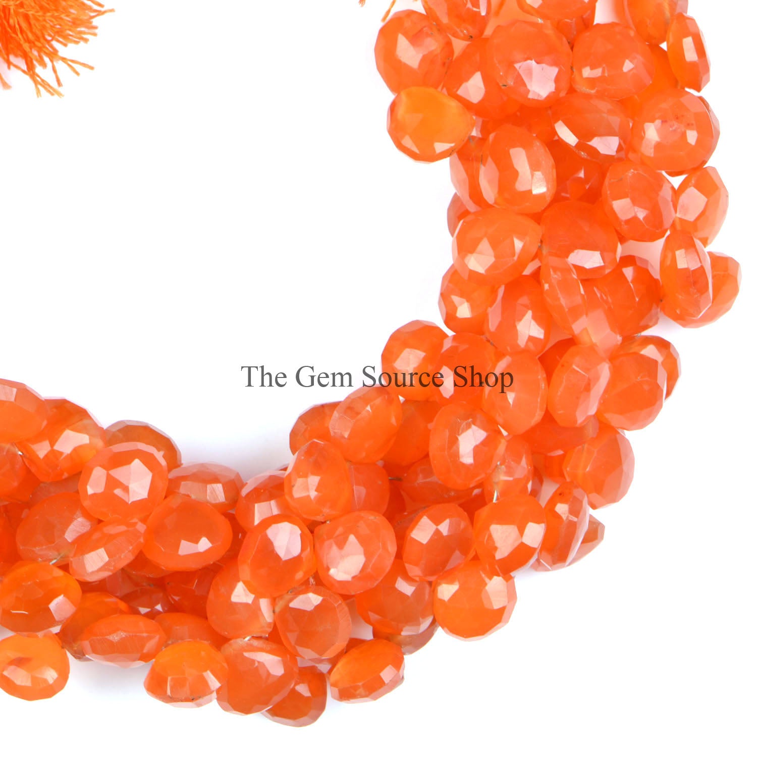 Carnelian Faceted Heart Shape Gemstone Beads