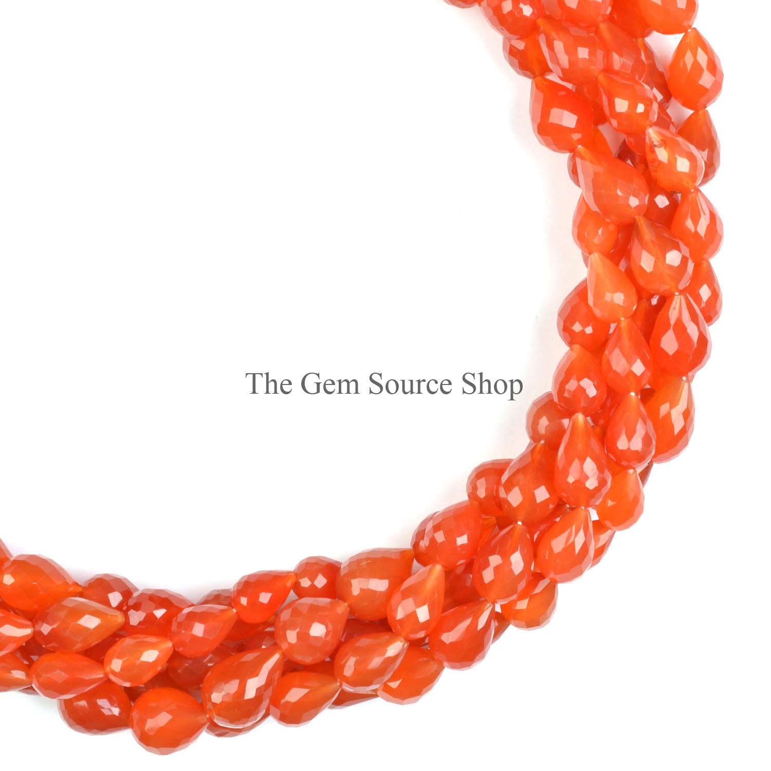 Carnelian Faceted Drops Shape Gemstone Beads