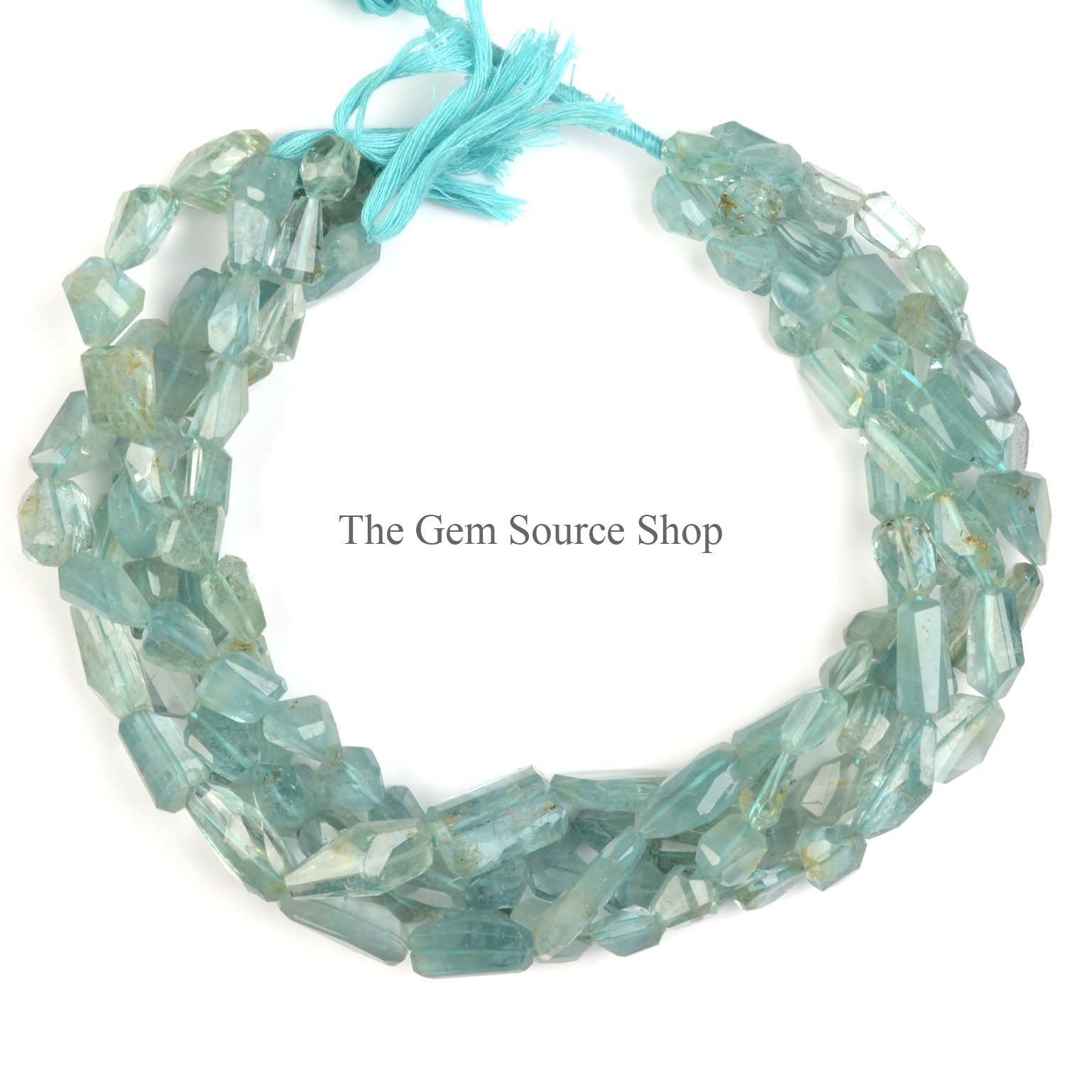 Aquamarine Faceted Nugget Shape Gemstone Beads