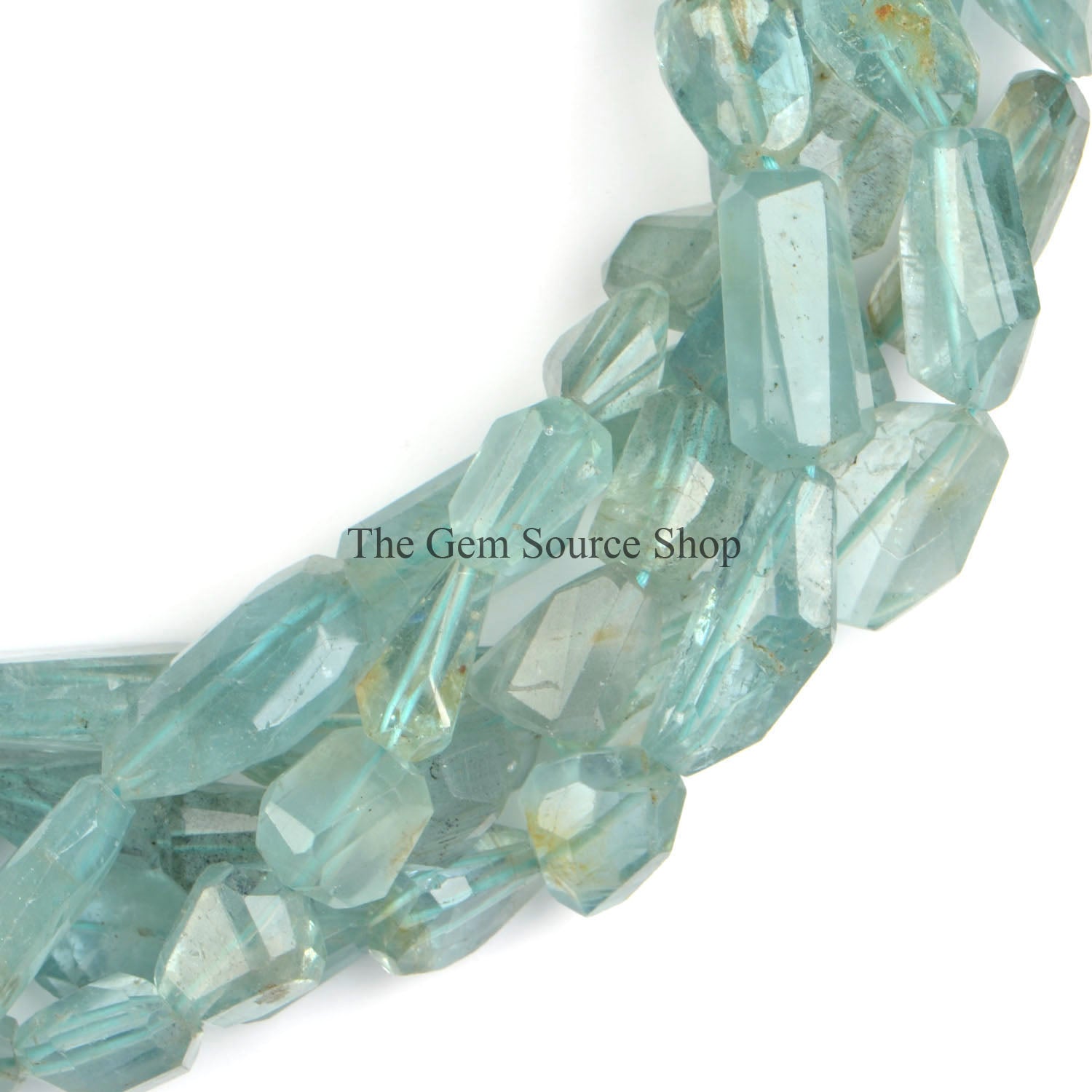Aquamarine Faceted Nugget Shape Gemstone Beads