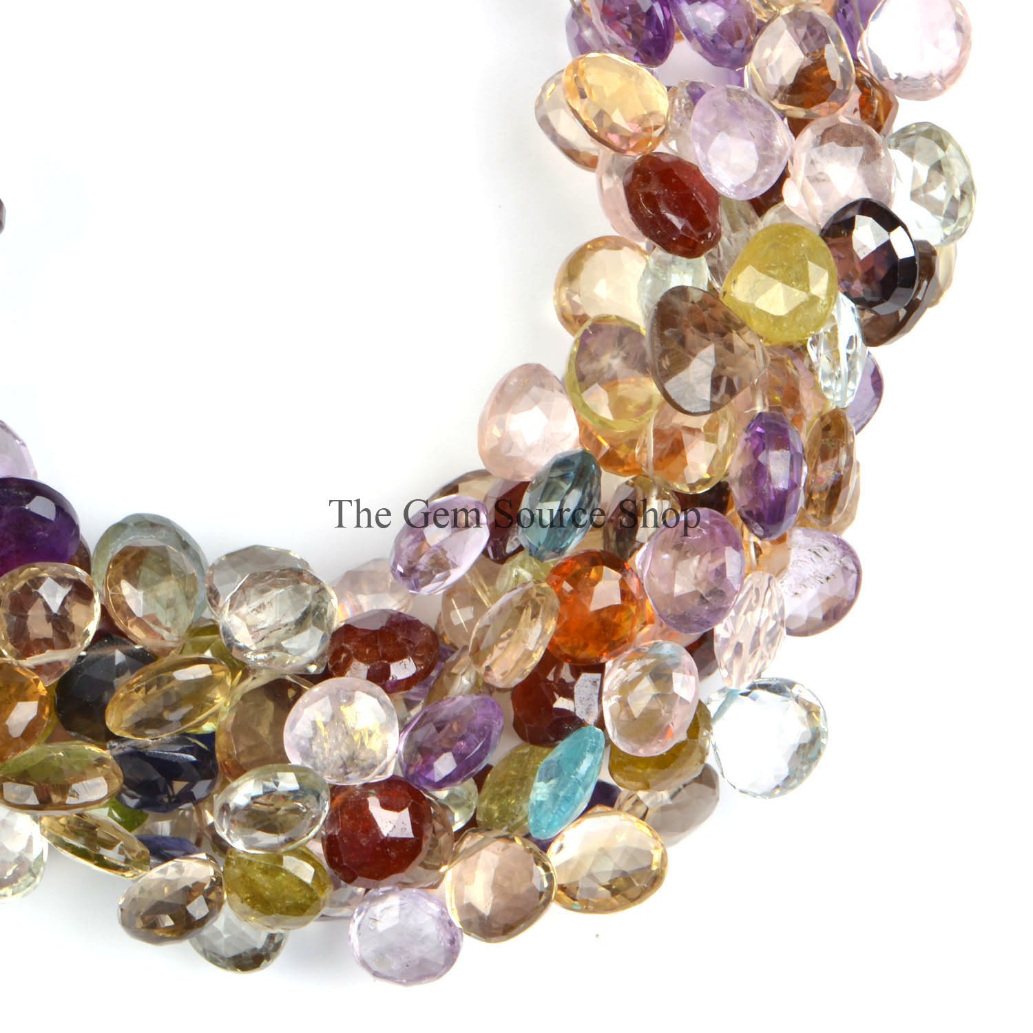 Multi Gemstone Faceted Side Drill Heart Shape Beads