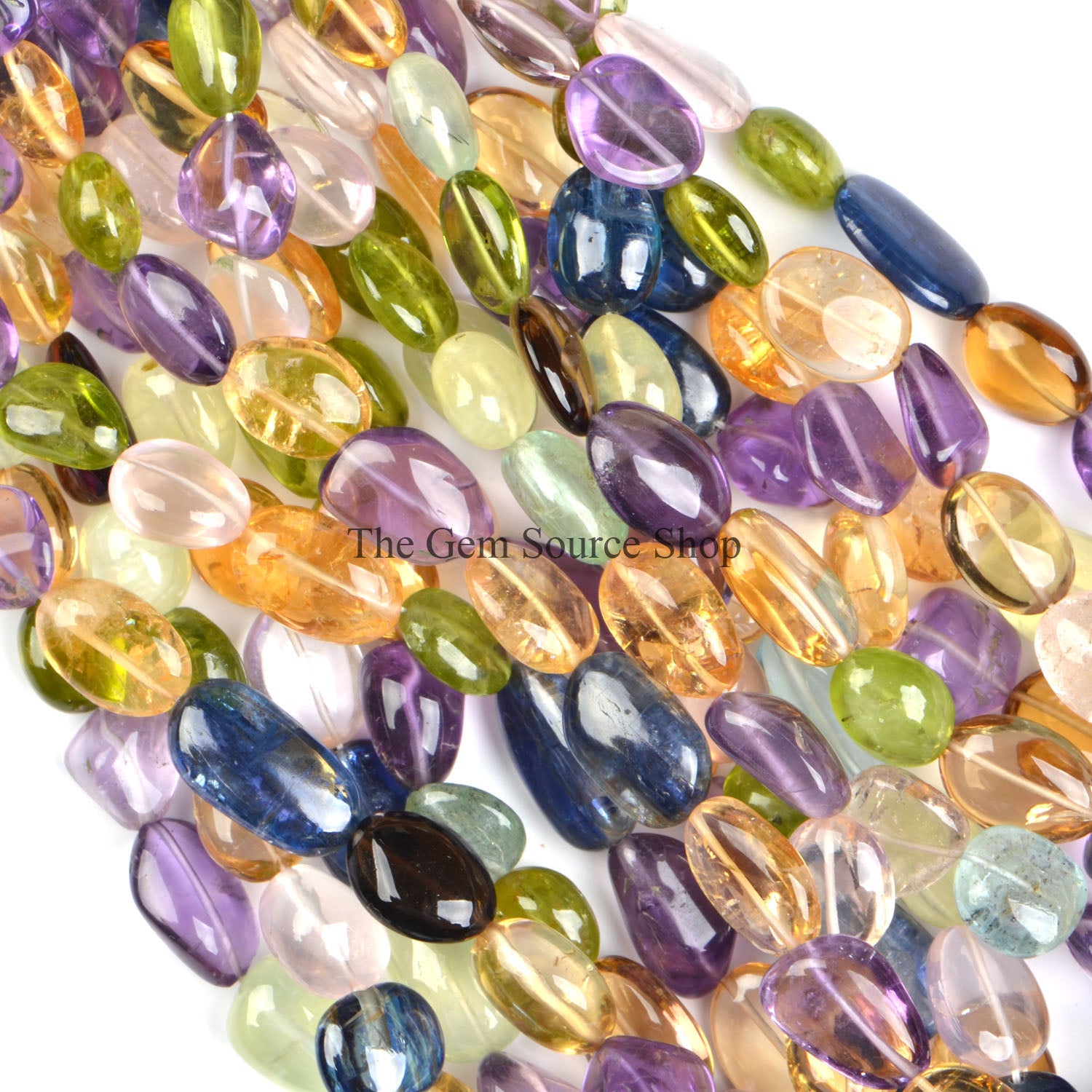 Natural Multi Gemstone Smooth Nugget Shape Beads
