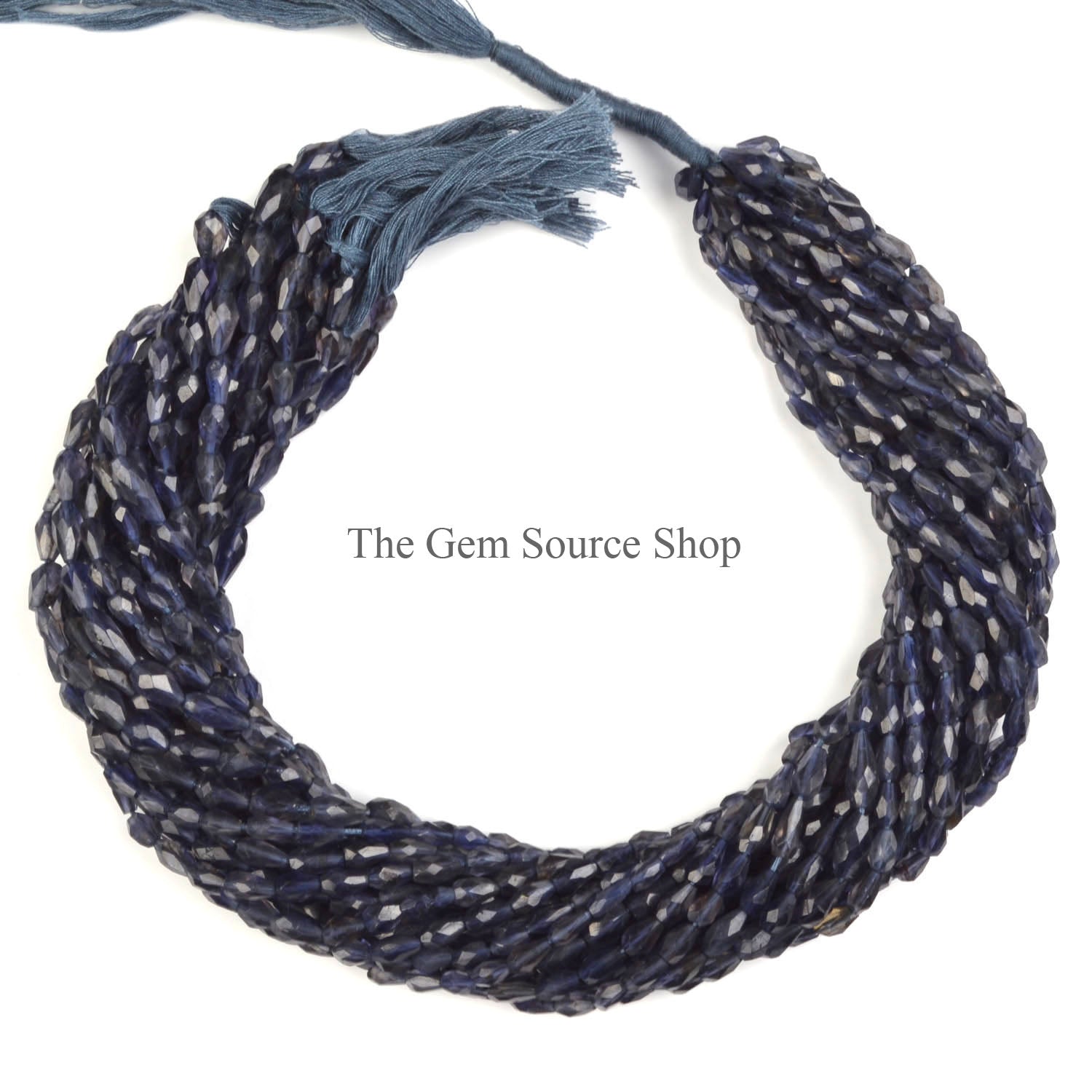 Natural Iolite Faceted Straight Drill Drop Shape Beads