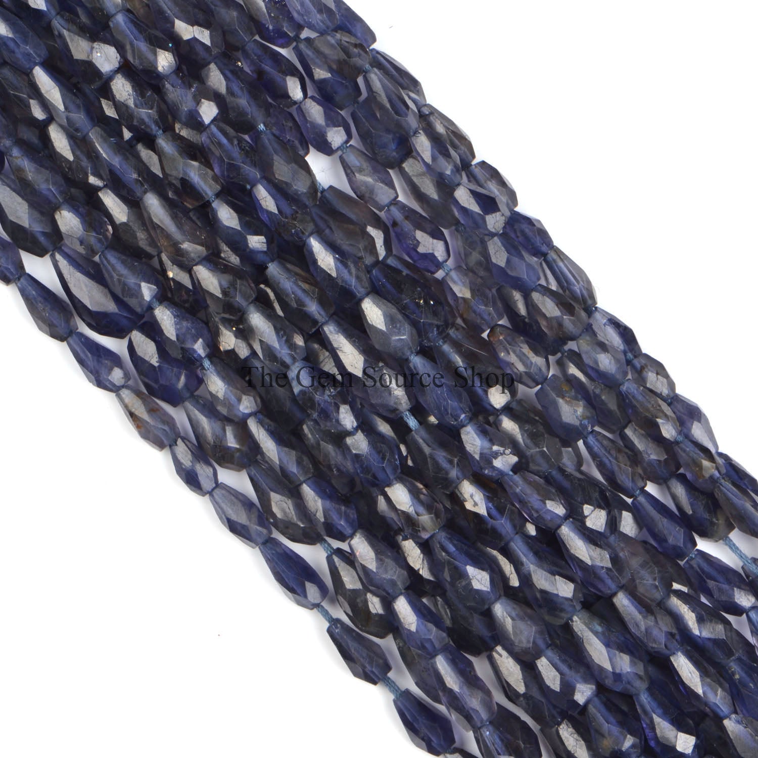 Natural Iolite Faceted Straight Drill Drop Shape Beads