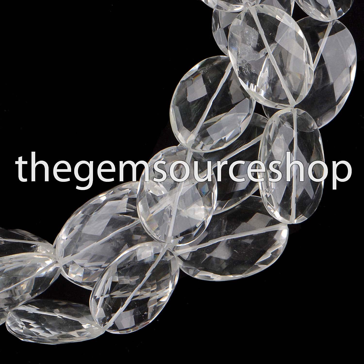 Crystal Quartz Faceted Oval Briolette, Gemstone Beads, Oval Shape Beads