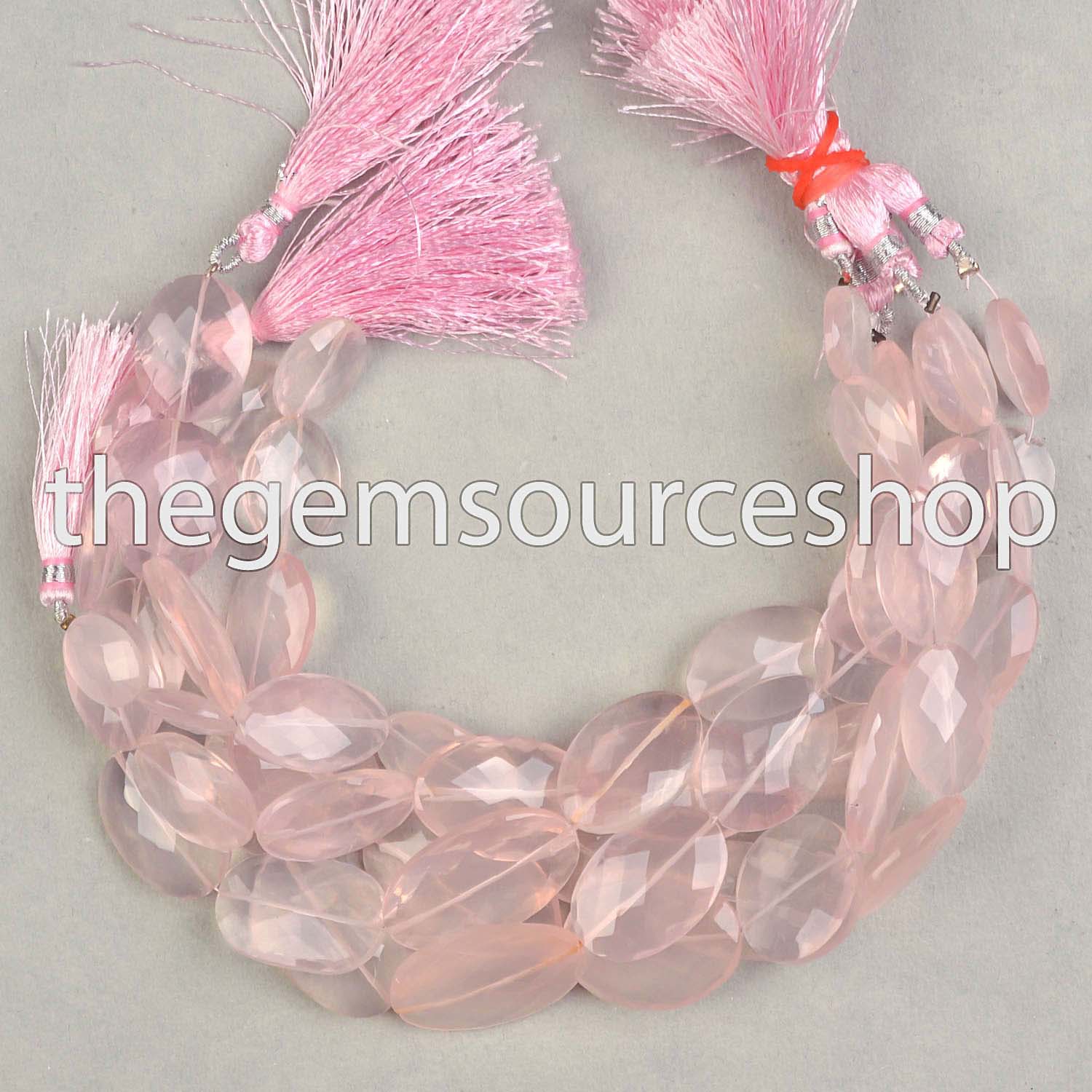 Rose Quartz Oval Straight Drill Gemstone Beads