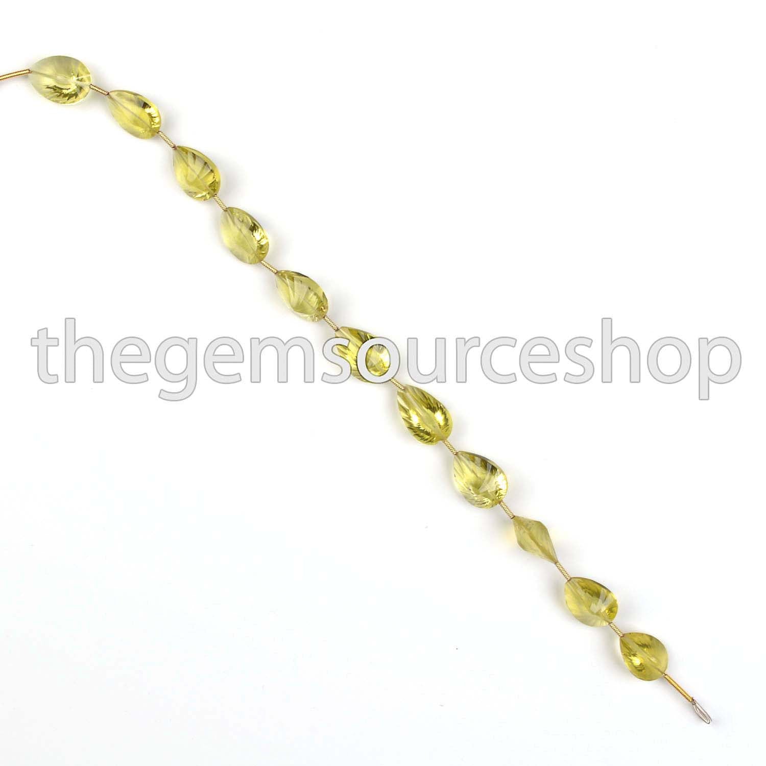 AAA Quality Lemon Quartz Faceted Concave Cut Pear Beads