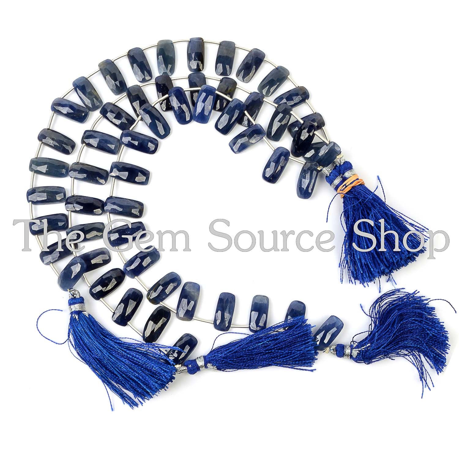 Natural Blue Sapphire Faceted Long Cushion Shape Beads