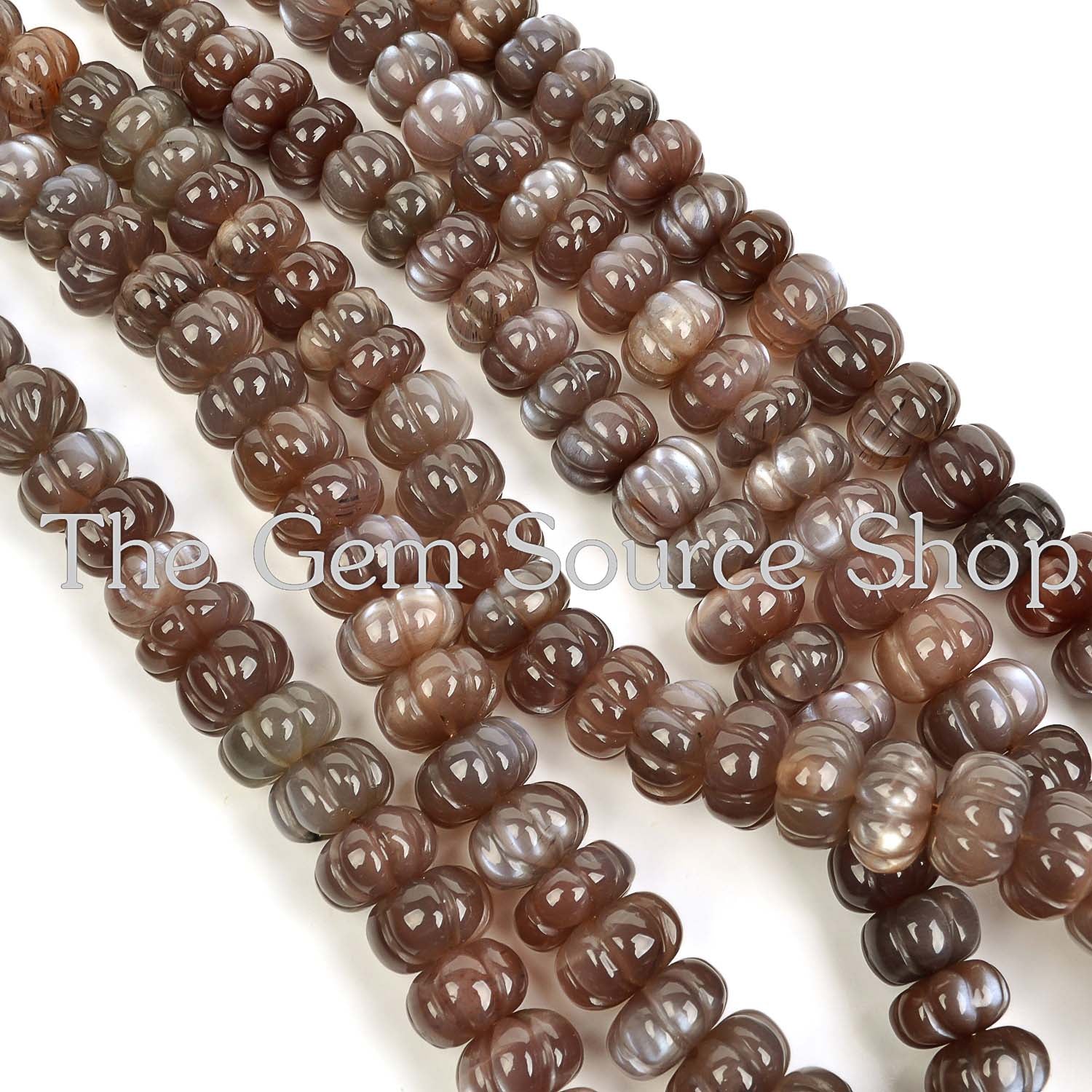 Chocolate Moonstone Carving Rondelle Beads