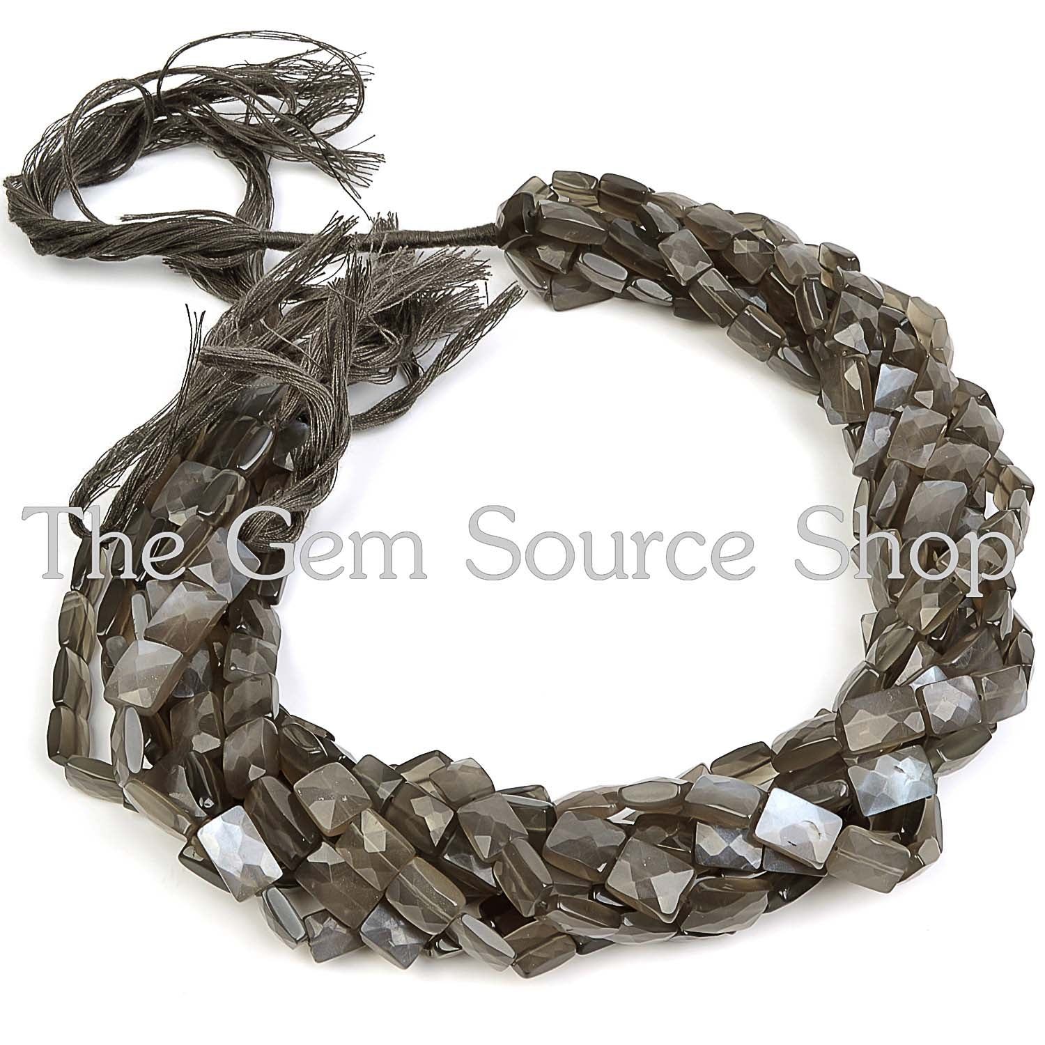 Grey Moonstone Faceted Cushion Briolette Gemstone Beads