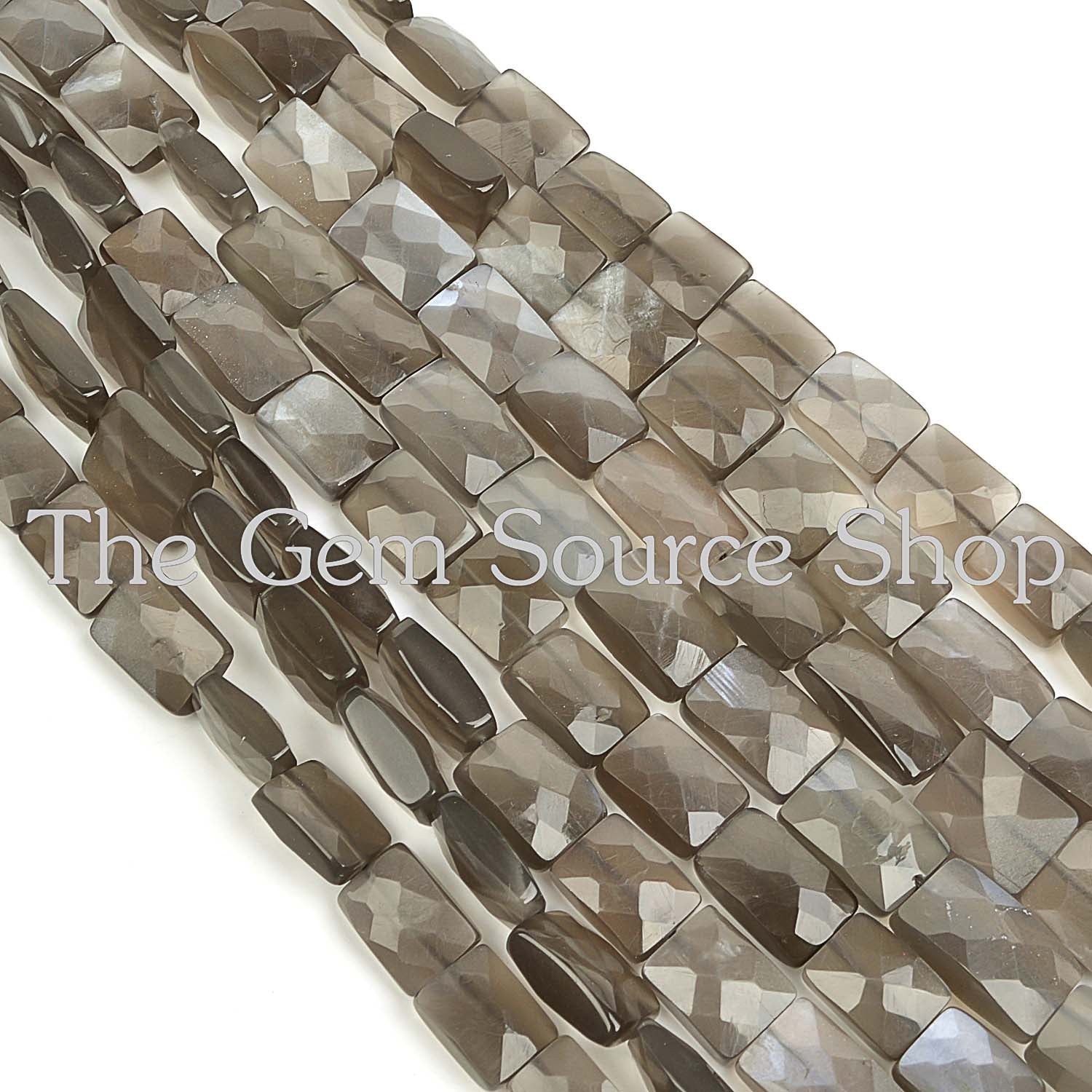Grey Moonstone Faceted Cushion Briolette Gemstone Beads