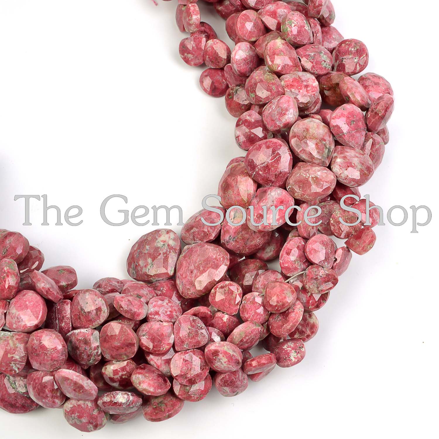 Natural Thulite Faceted Heart Shape Gemstone Beads