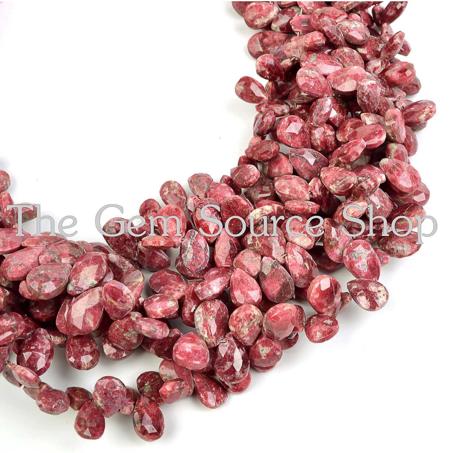 Natural Thulite Faceted Pear Briolette Gemstone Beads