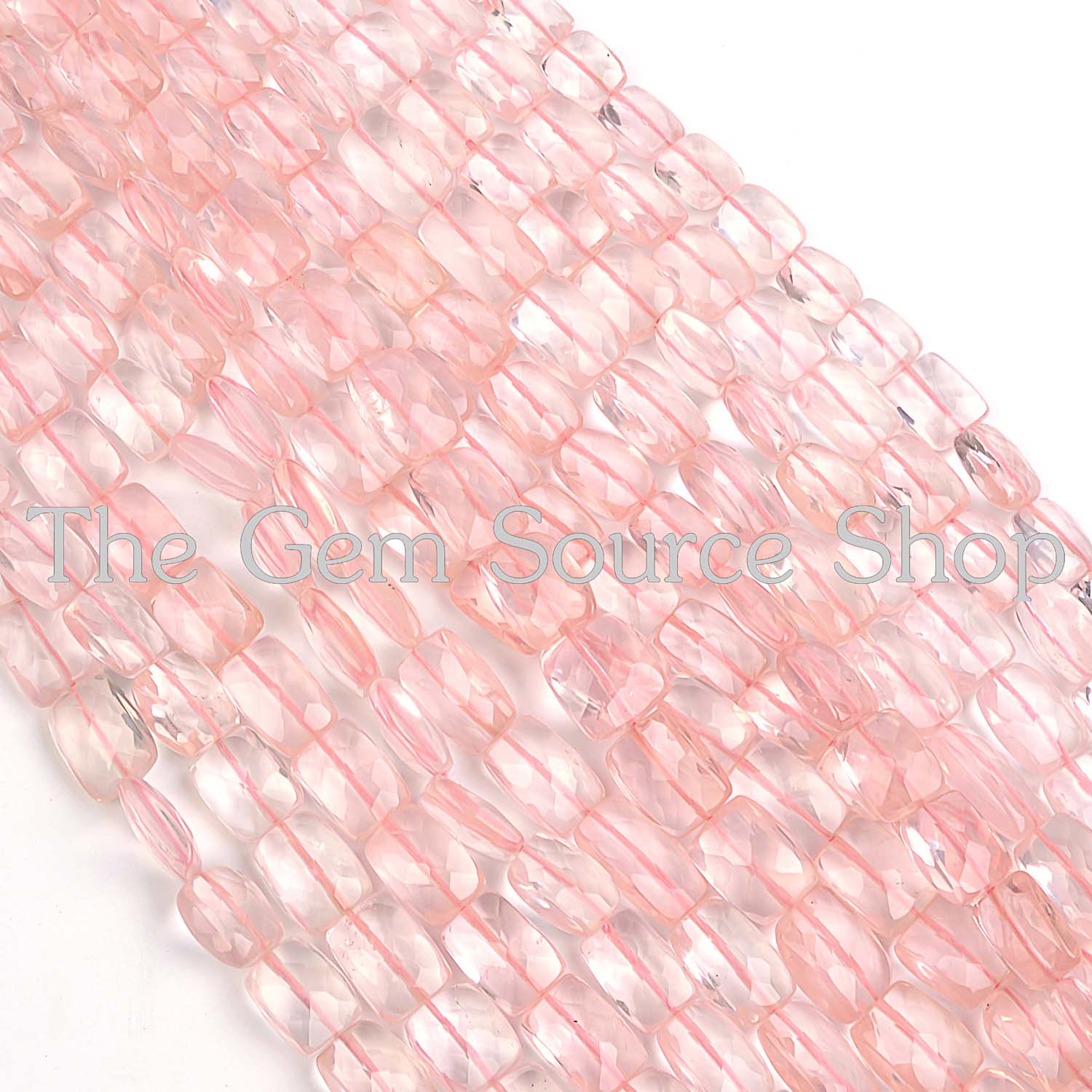 Rose Quartz Faceted Cushion Shape Gemstone Beads