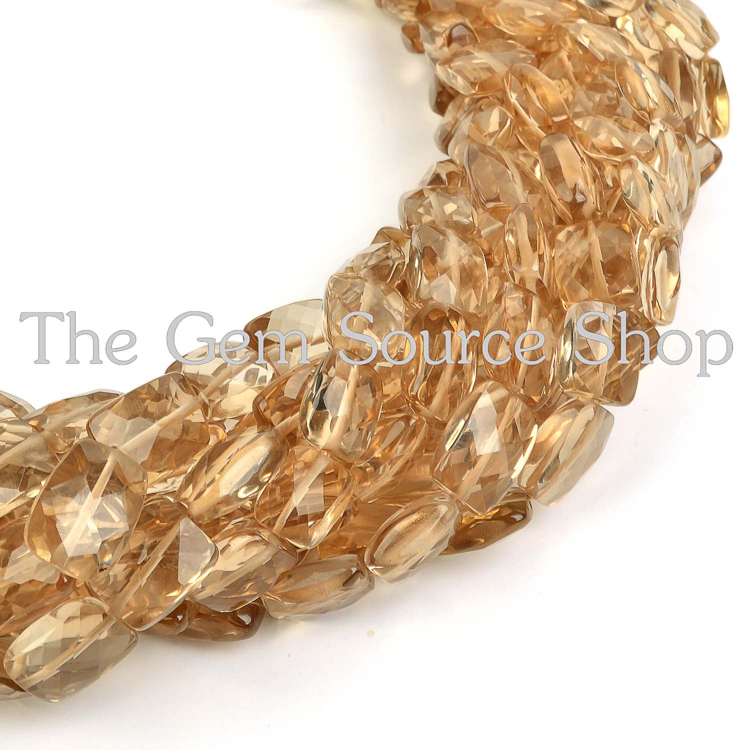 Champagne Citrine Faceted Cushion