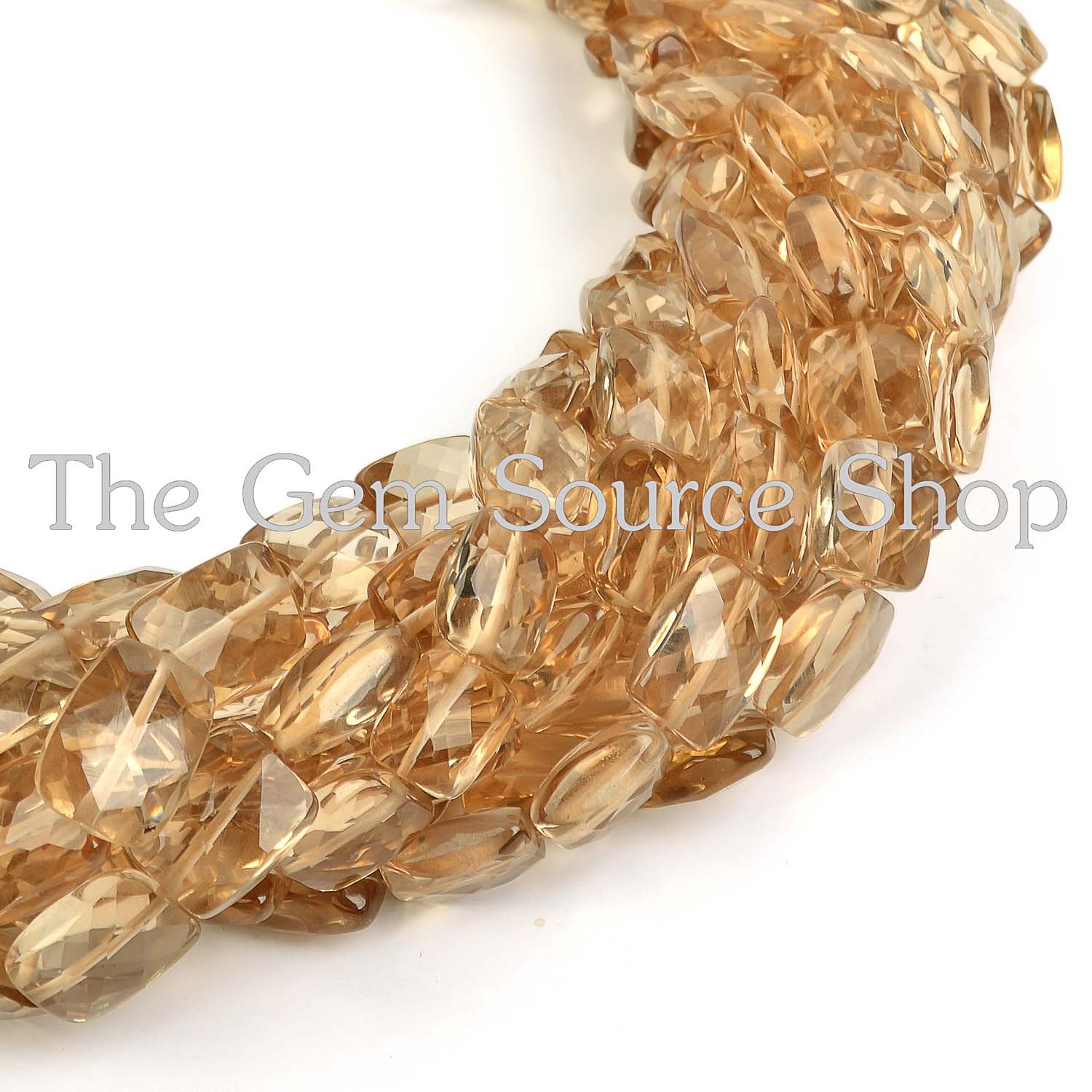Champagne Citrine Faceted Cushion Briolettes Gemstone Beads
