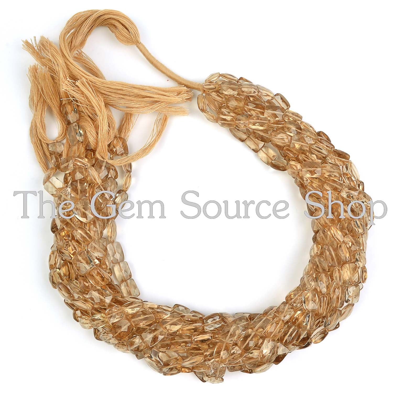 Champagne Citrine Cushion Shape Beads