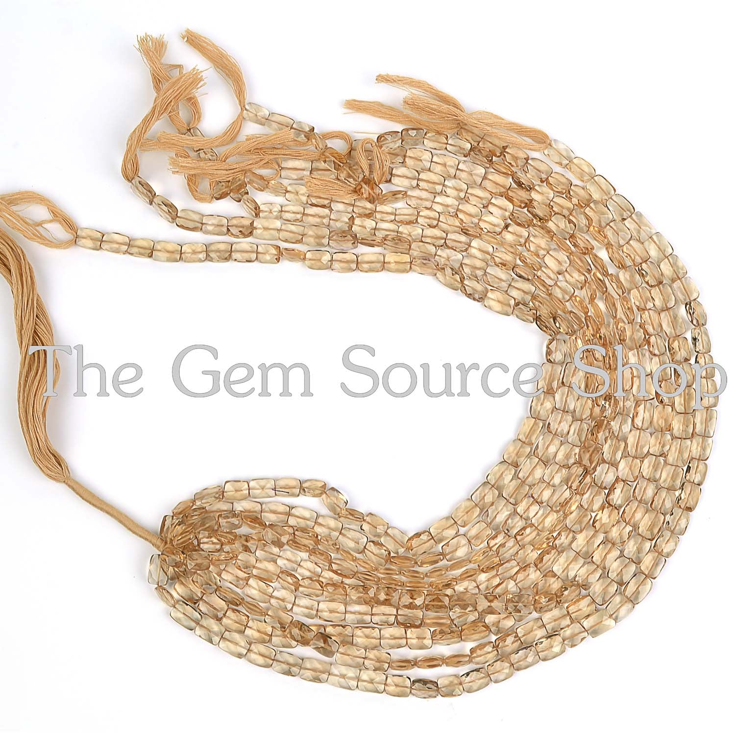 Champagne Citrine Faceted Cushion Briolettes Gemstone Beads