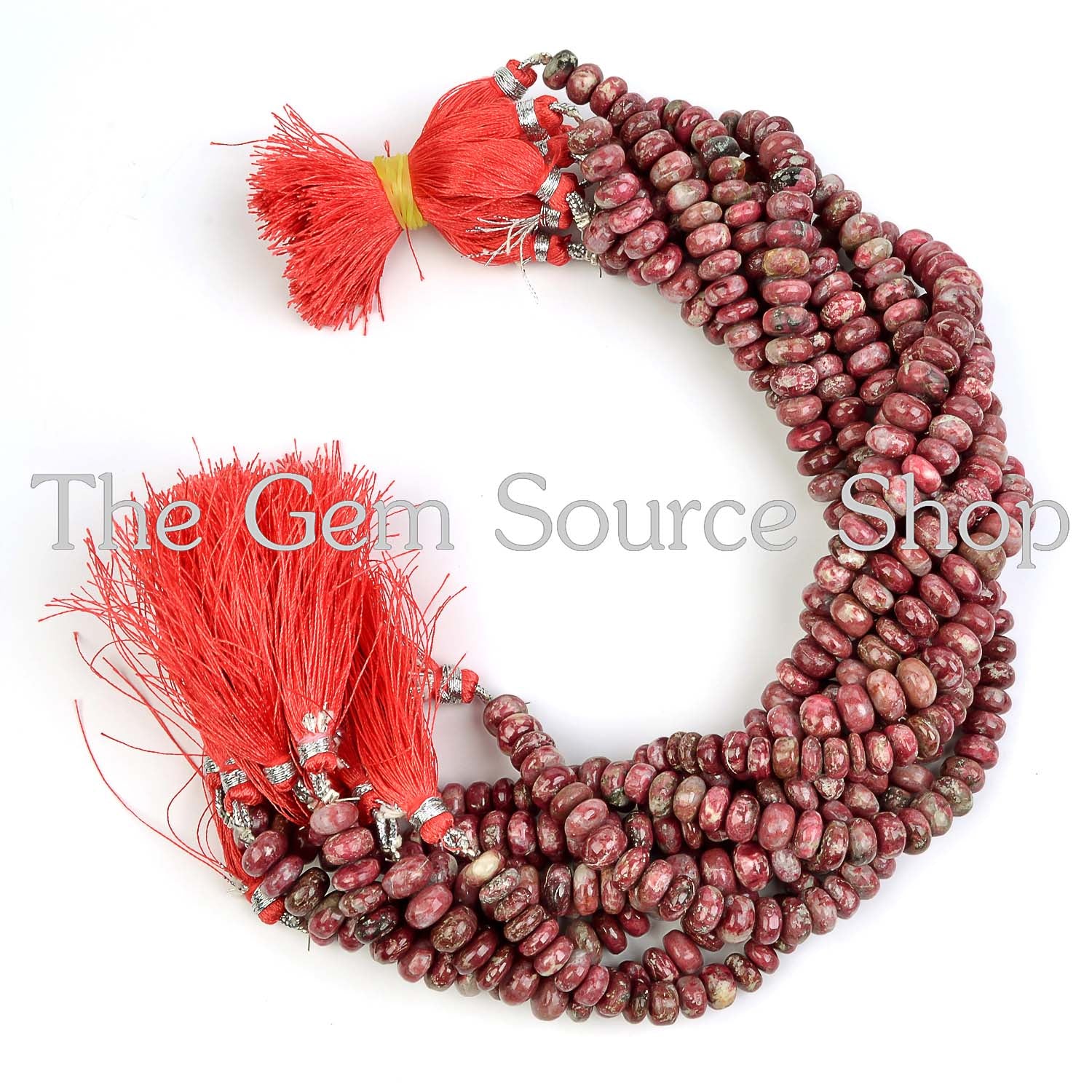 Thulite Smooth Rondelle Beads, Gemstone Plain Beads, Rondelle Beads