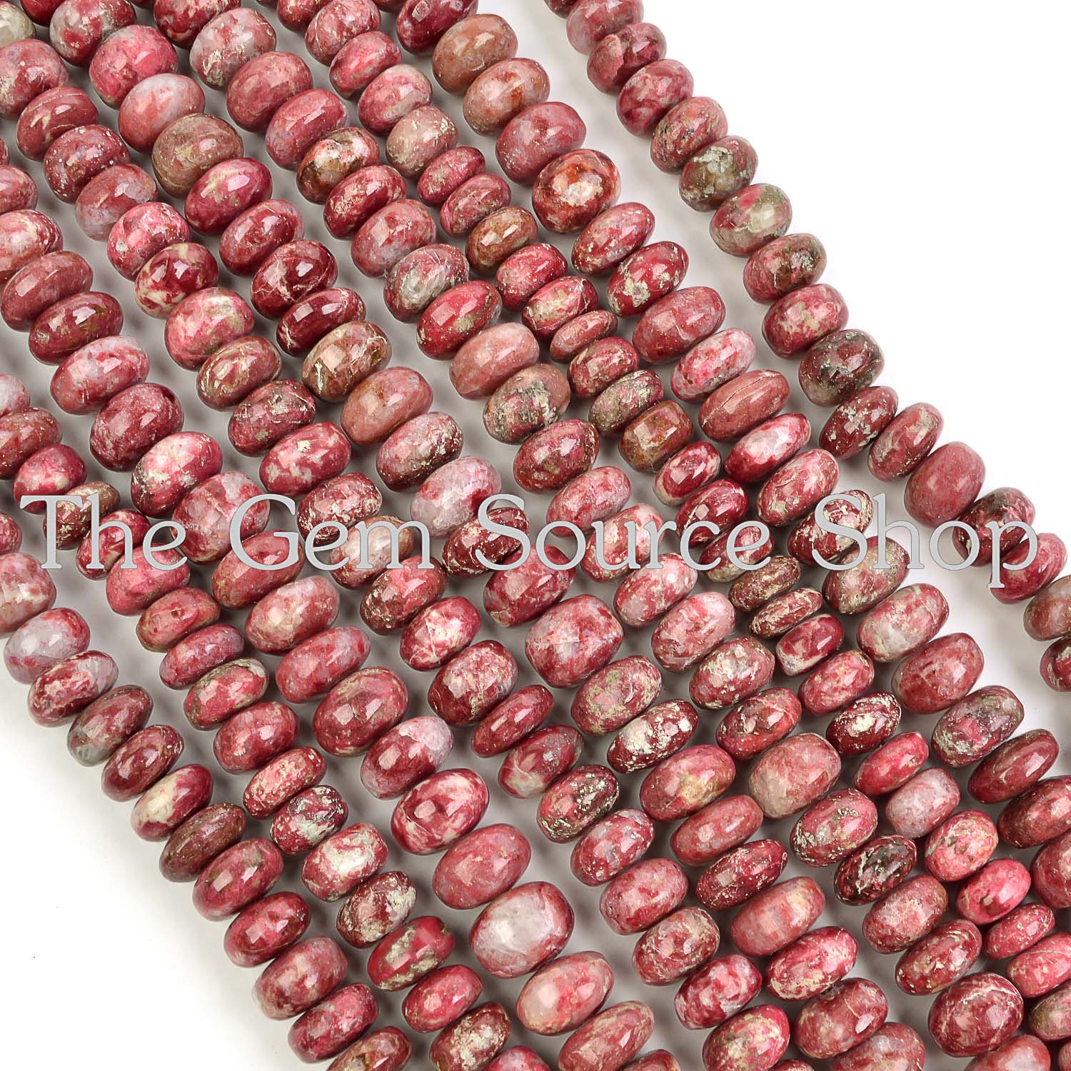 Thulite Smooth Rondelle Beads, Gemstone Plain Beads, Rondelle Beads