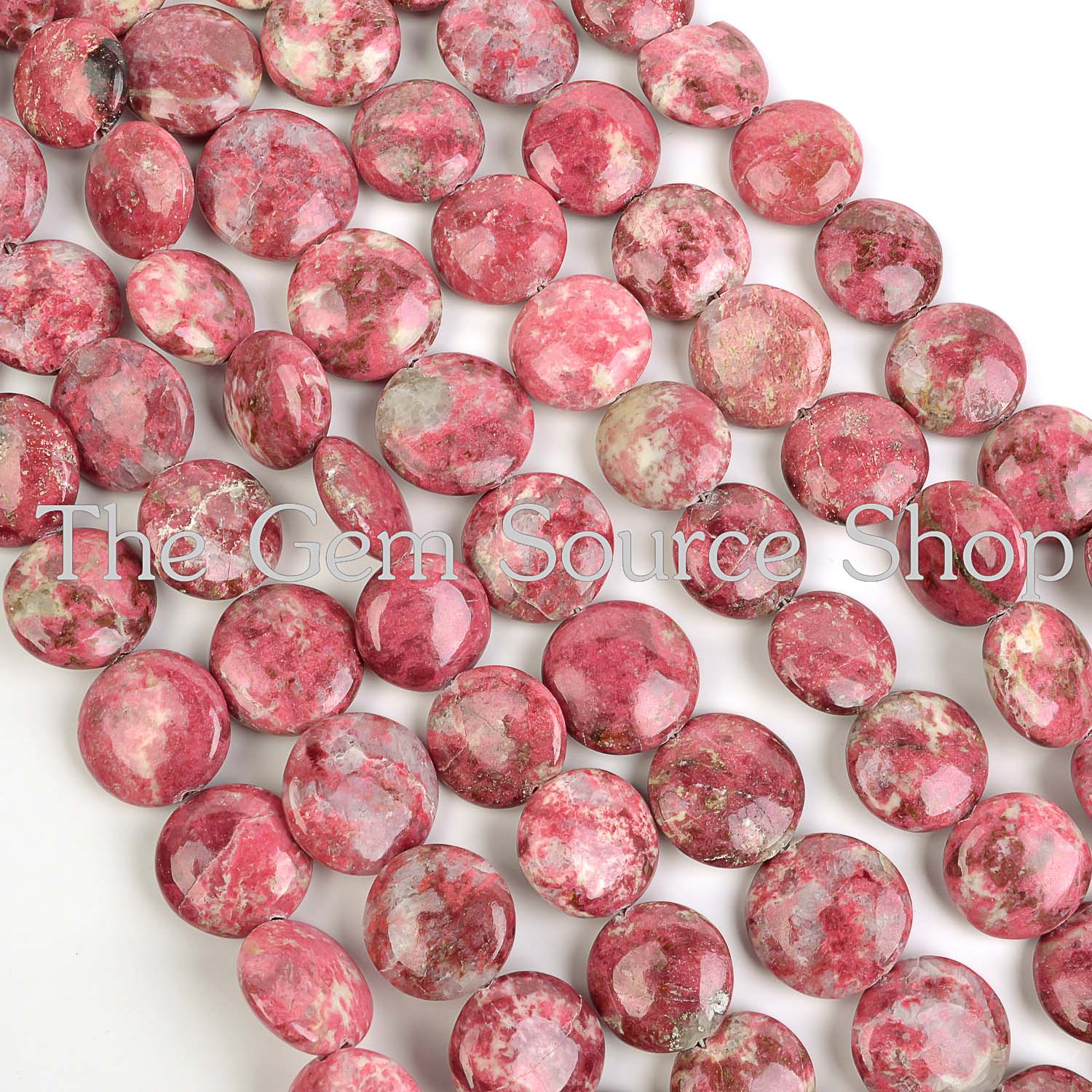 Thulite Smooth Coin Shape Briolette, Gemstone Beads, Round Coin Beads
