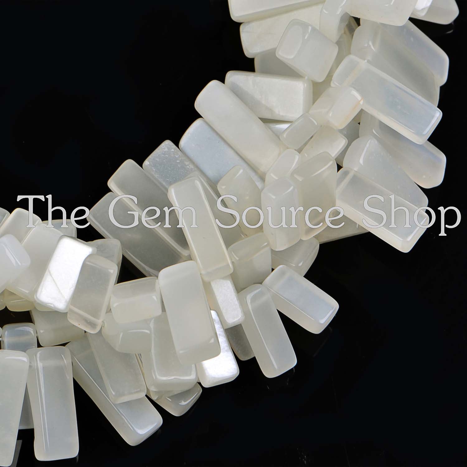 White Moonstone Smooth Stick Shape Gemstone Beads