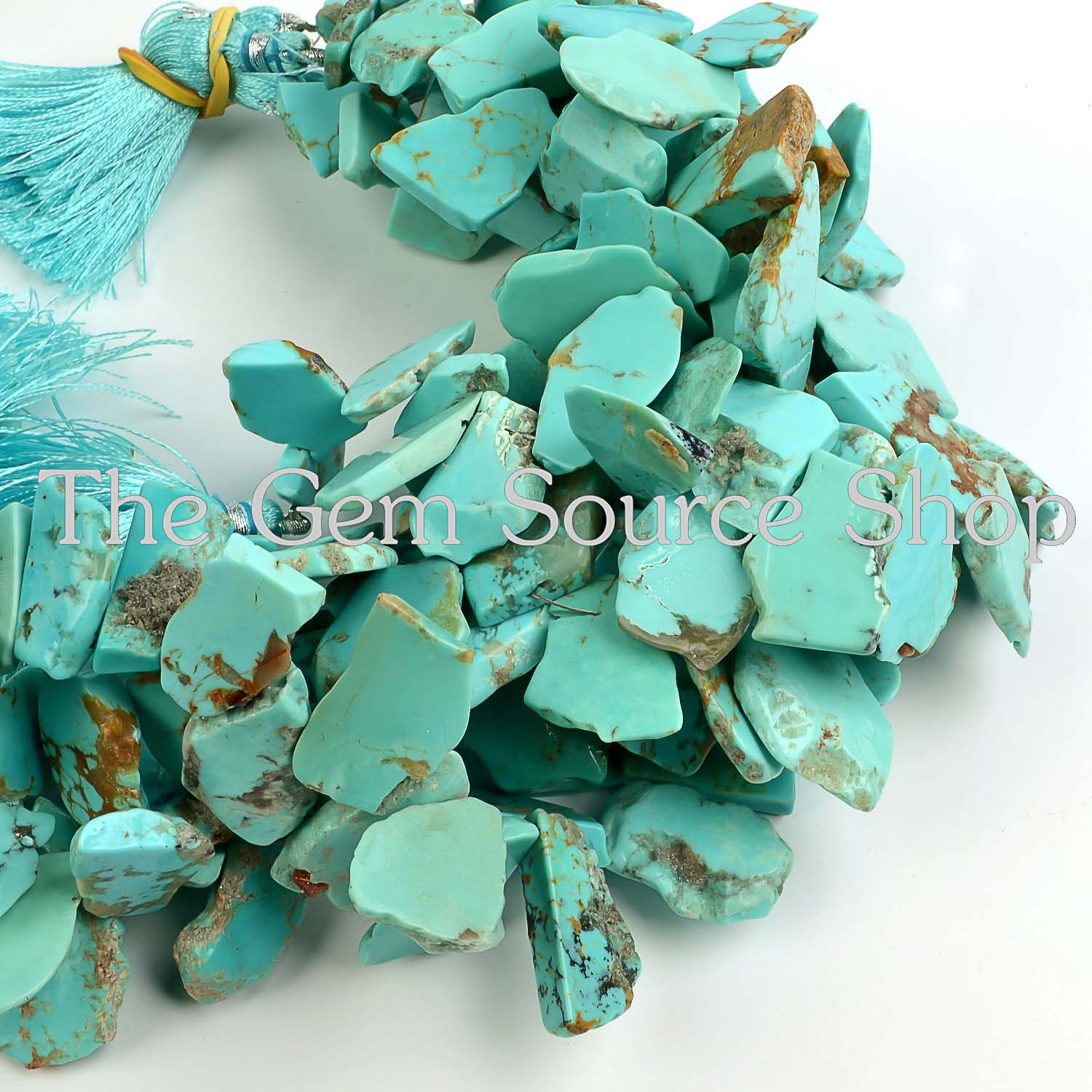 Natural Turquoise Smooth Slices Shape Gemstone Beads