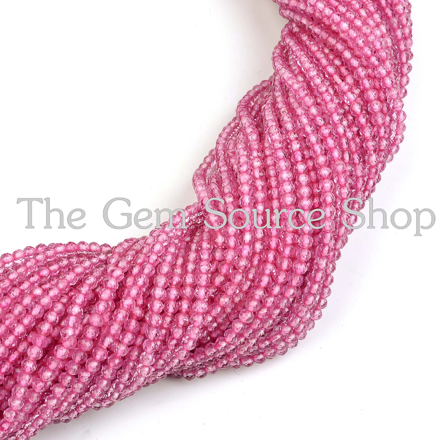 Pink Topaz Faceted Rondelle Shape Machine Cut Beads