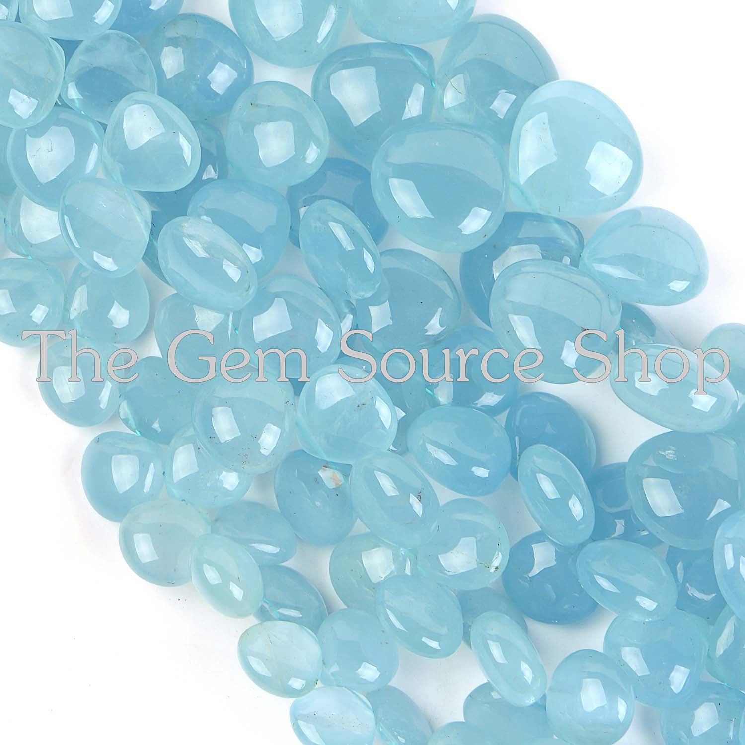 Aquamarine Smooth Heart Shape Side Drill Beads