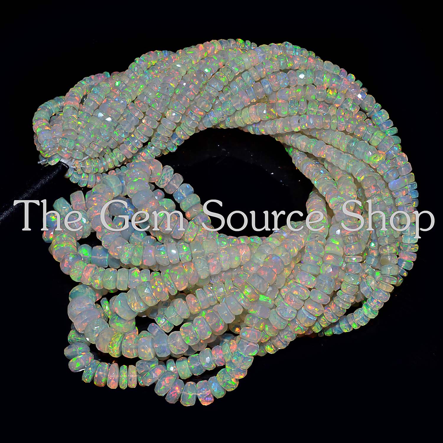 AAA Quality Rainbow Fire Ethiopian Opal Faceted Rondelle Beads