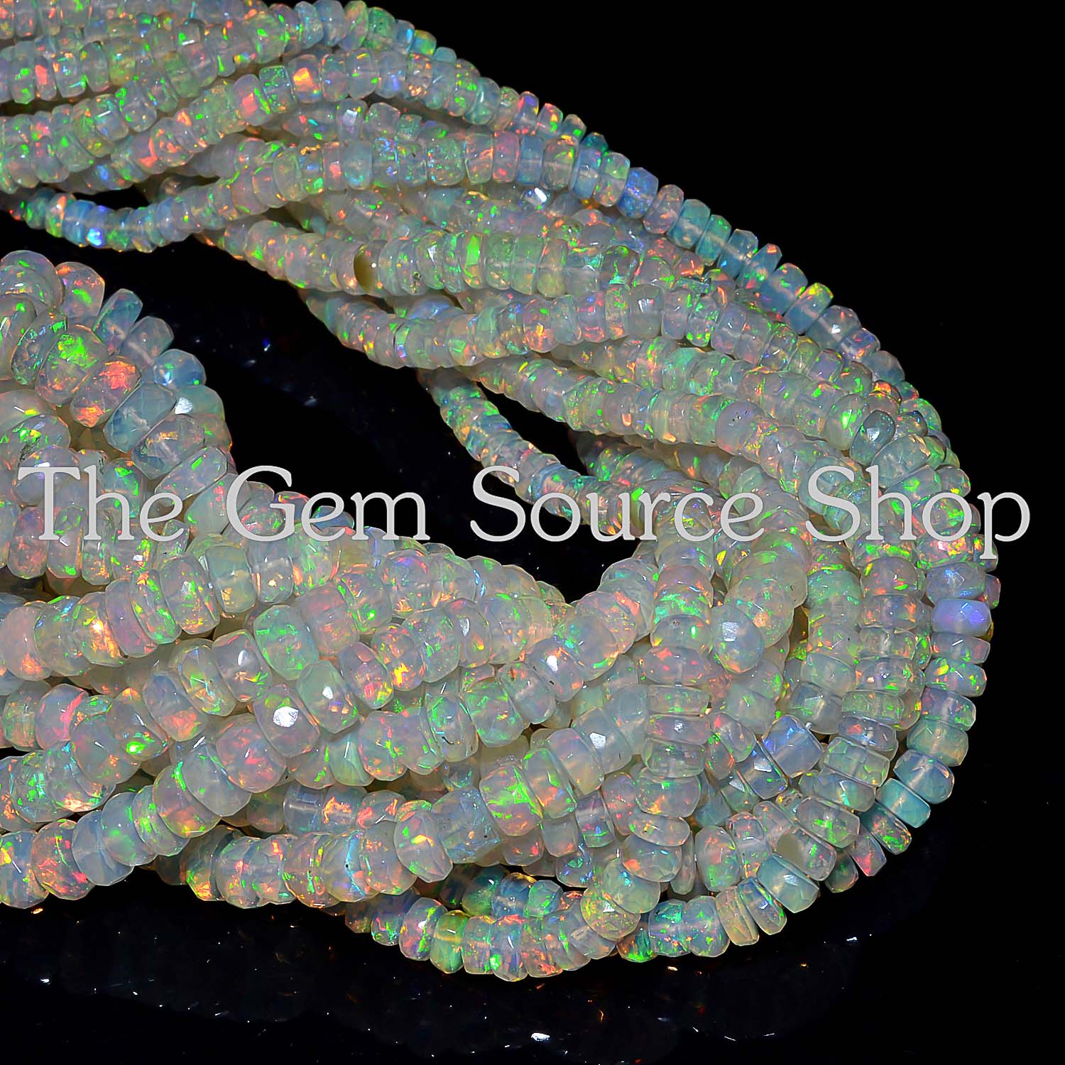 AAA Quality Rainbow Fire Ethiopian Opal Faceted Rondelle Beads
