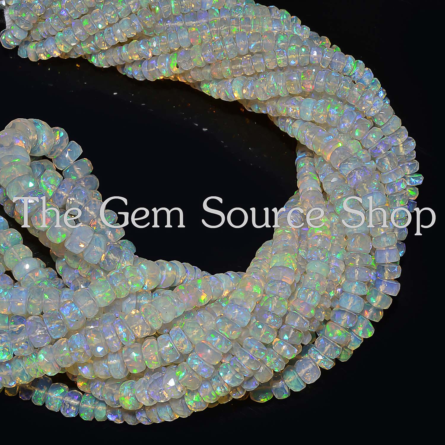 AAA Quality Ethiopian Opal Faceted Rondelle Shape Gemstone Beads