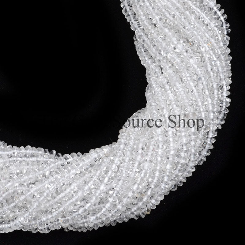 Rock Crystal Smooth Button Shape Gemstone Beads