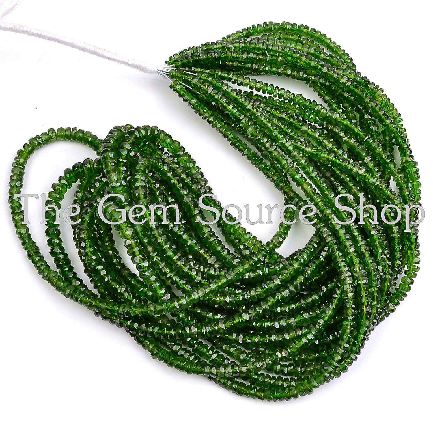 Natural Chrome Diopside Beads, Faceted Rondelle Shape Beads, Chrome Diopside Gemstone Beads