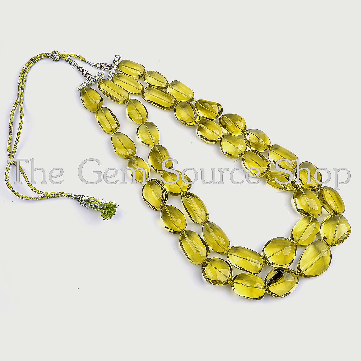 Lemon Quartz Nugget Necklace, Smooth Nugget Beads Necklace, Lemon Quartz Fancy Beads Necklace