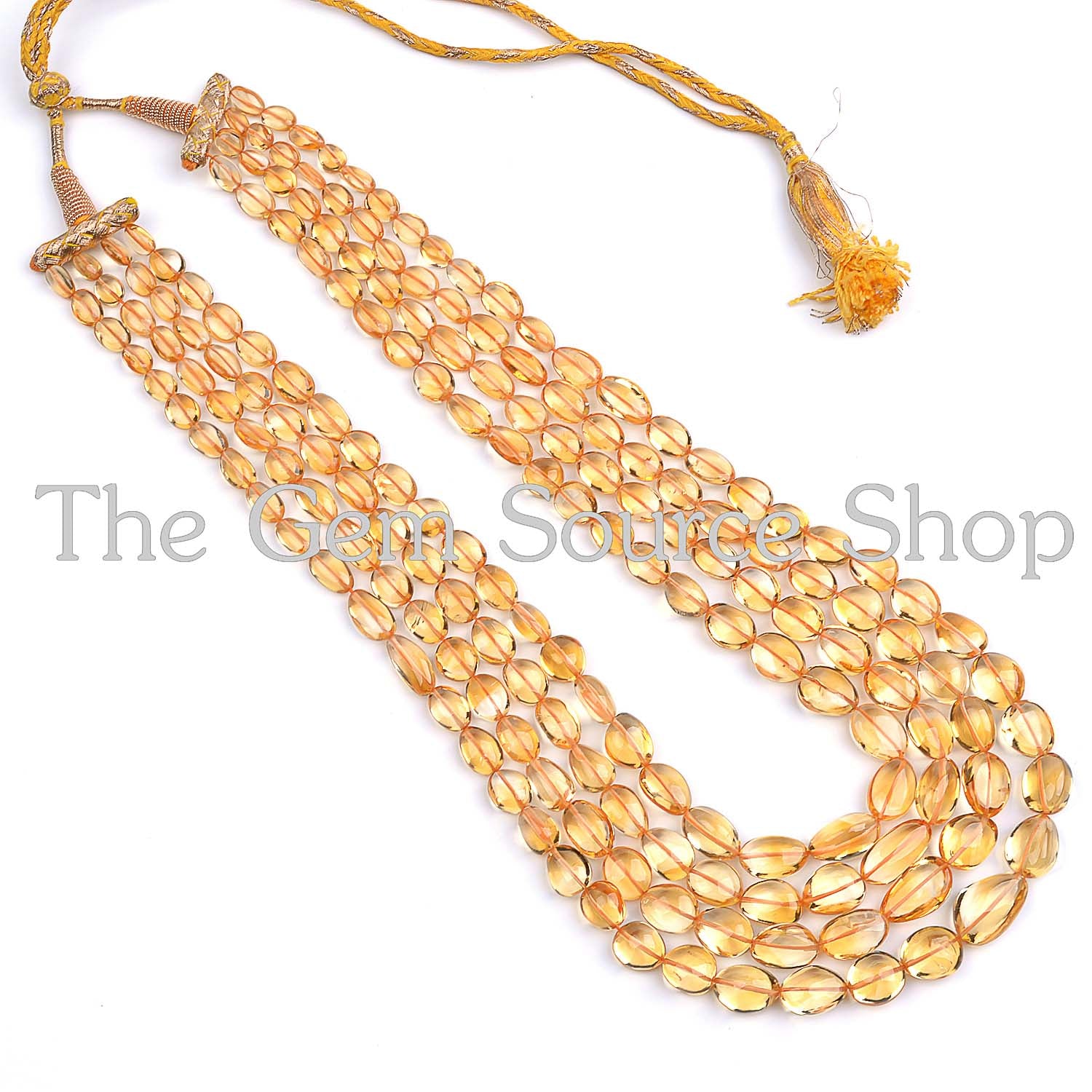 4 Lines Necklace Set, Natural Citrine Plain Nugget Necklace, Citrine Smooth Fancy Beads Necklace