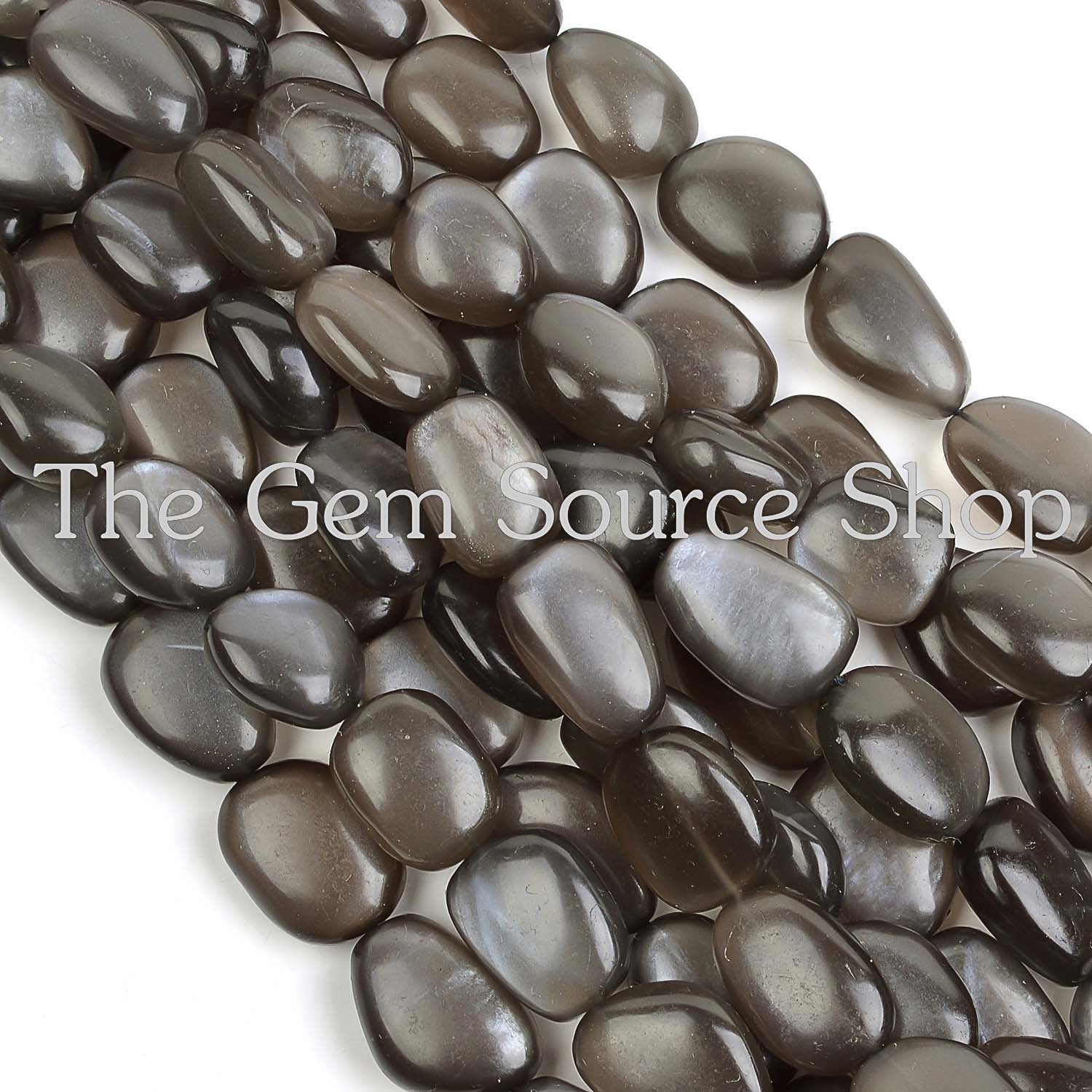 Natural Grey Moonstone Smooth Nugget Shape Gemstone Beads