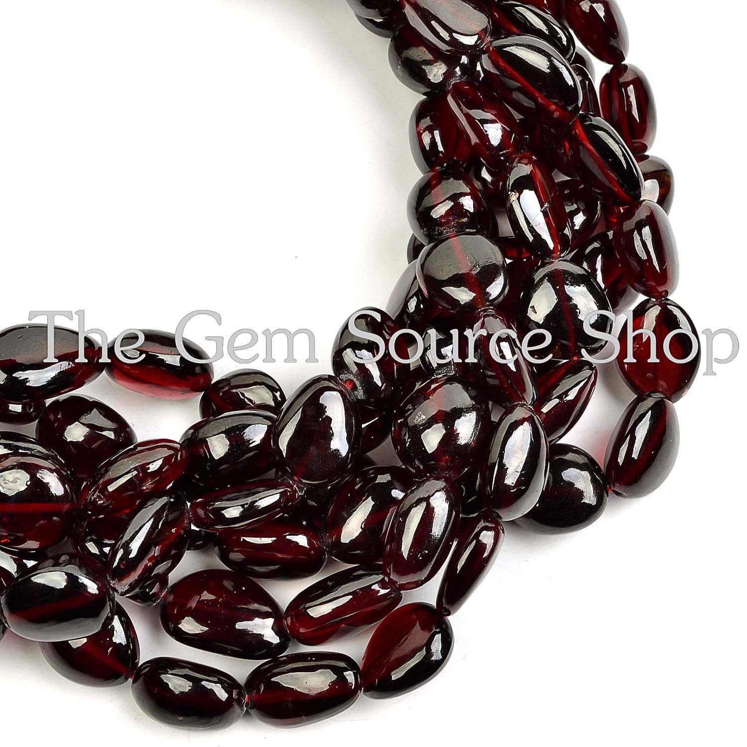 Natural Garnet Smooth Nugget Beads Necklace, Plain Garnet Beads Necklace, Fancy Beads Necklace